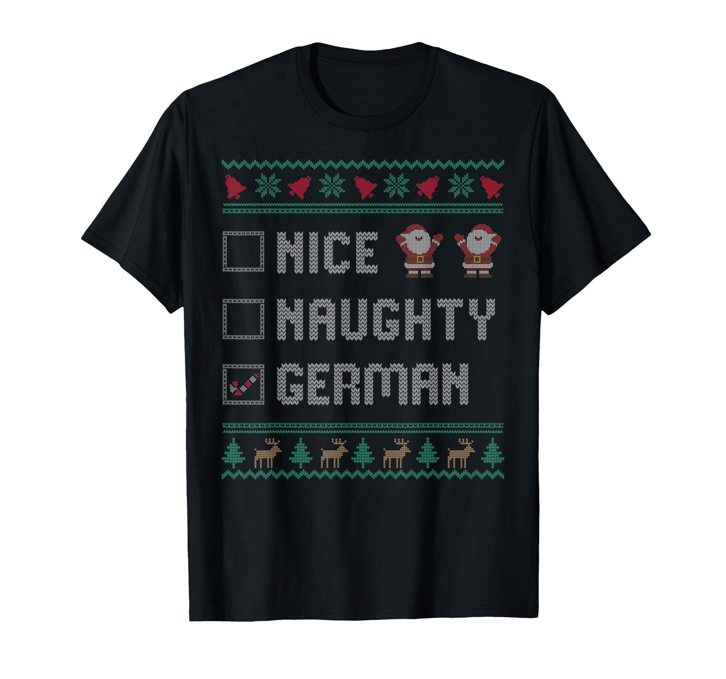 Nice Naughty German Christmas Pajama Matching T-Shirt