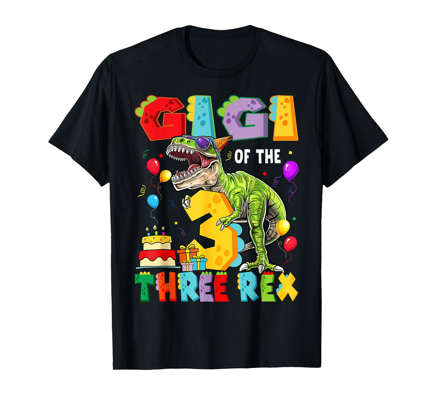 Gigi Of The Three Rex 3Rd Birthday Boy Dinosaur T-Rex T-Shirt