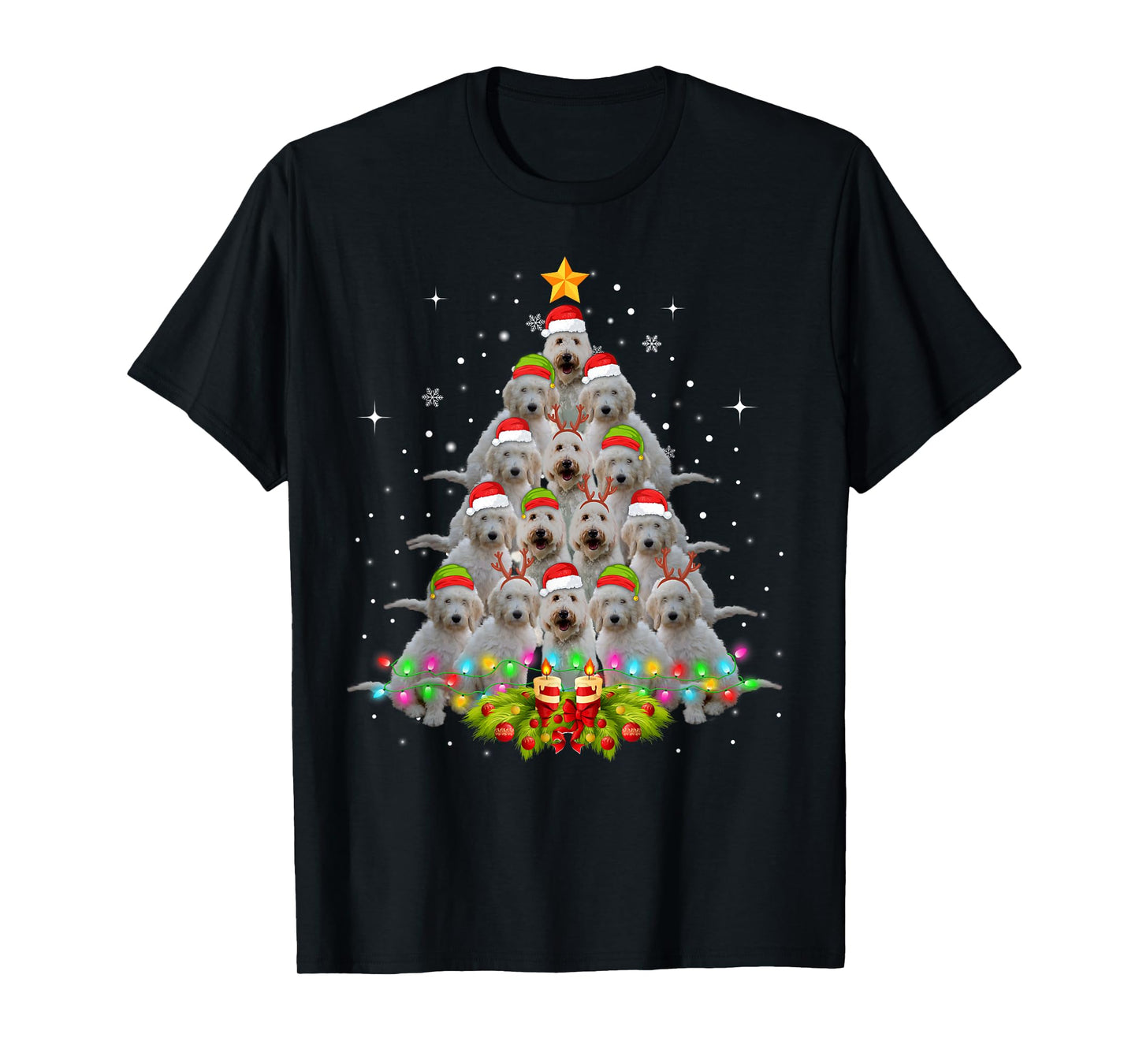 Goldendoodle Dog Tree Christmas Sweater Xmas Pet Dogs Gifts T-Shirt for Men Women Kids