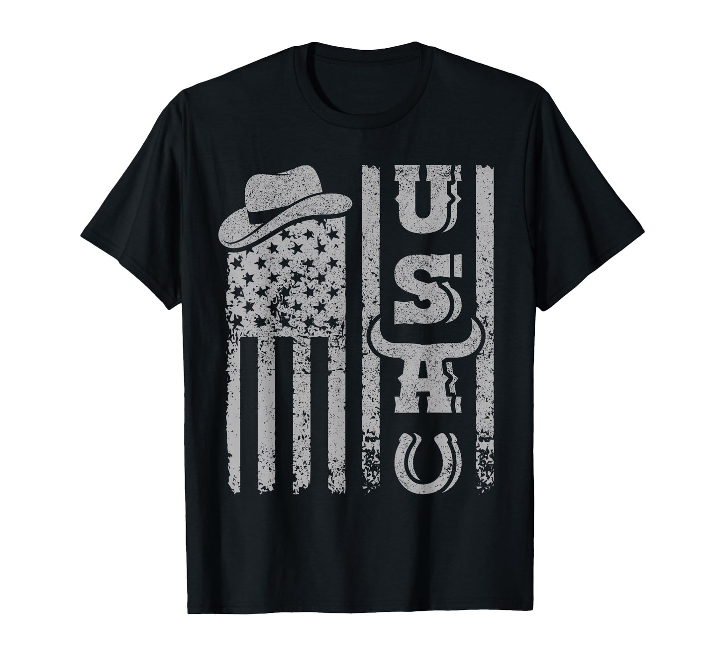 Western American Flag Cowboy Men Teen Boys Kids Southern USA T-Shirt