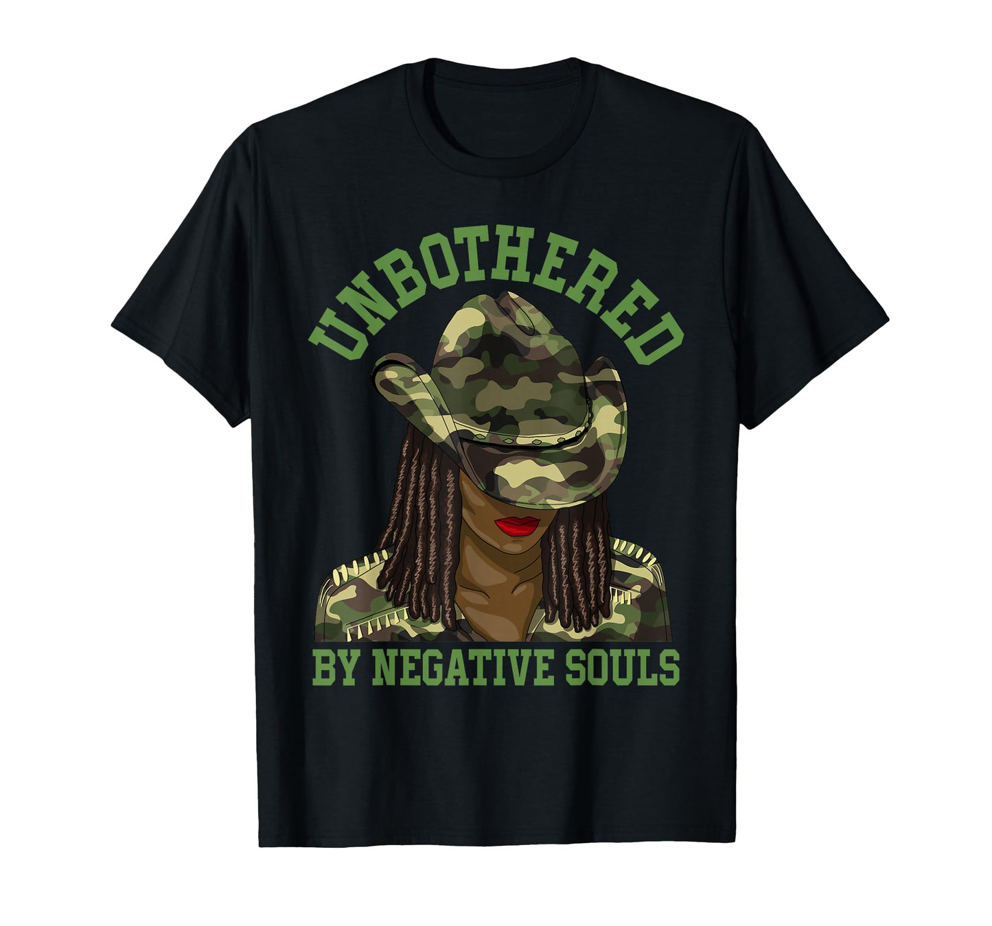 Unbothered Western Black Cowgirl Camo Camouflage Women T-Shirt