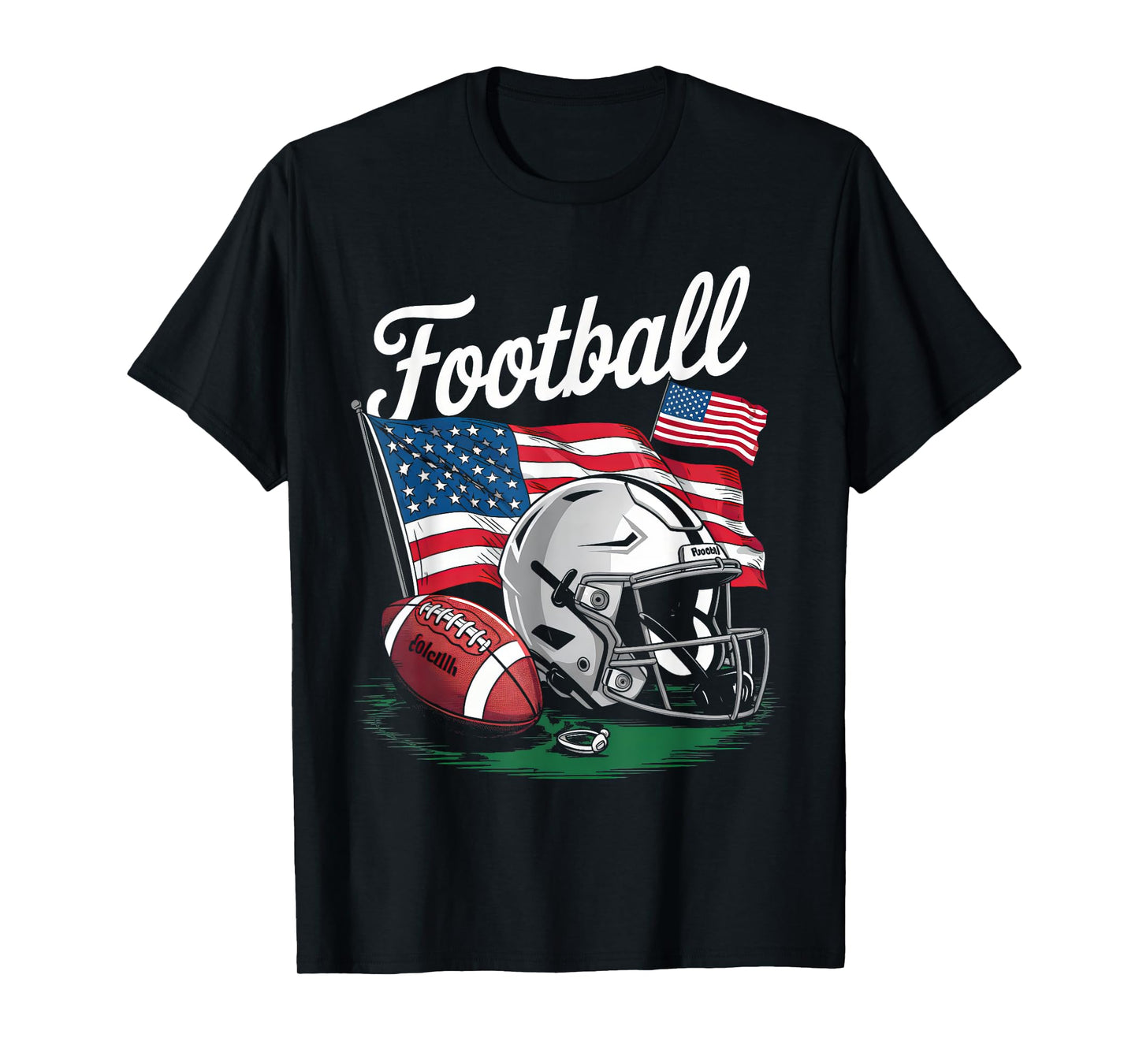 Funny Football 4th of July Men USA American Flag Boys Kid T-Shirt