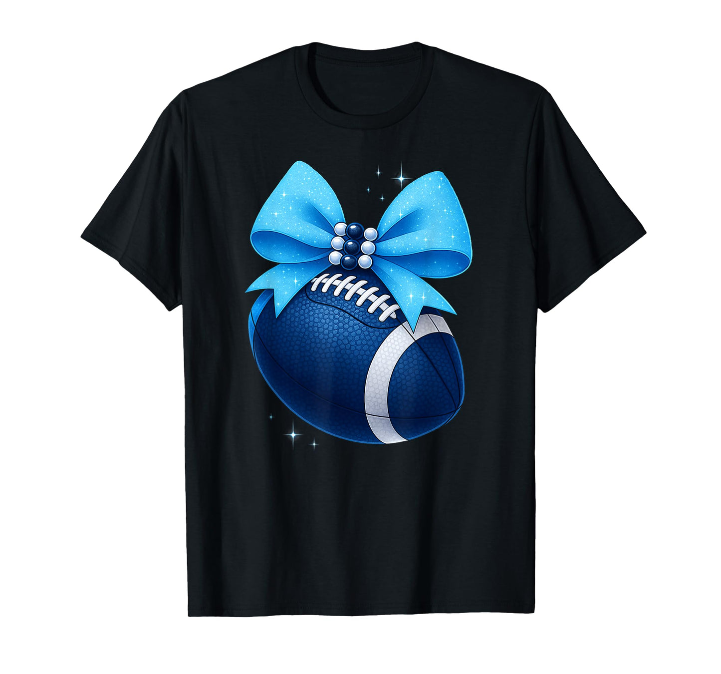 Blue & White Sparkle Football Game Day Spirit T-Shirt