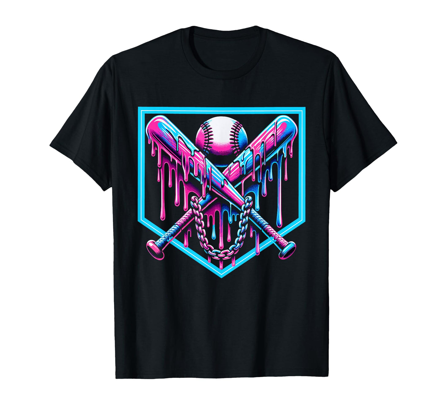 Baseball Home Plate Drip Boys Baseball Bat T-Shirt
