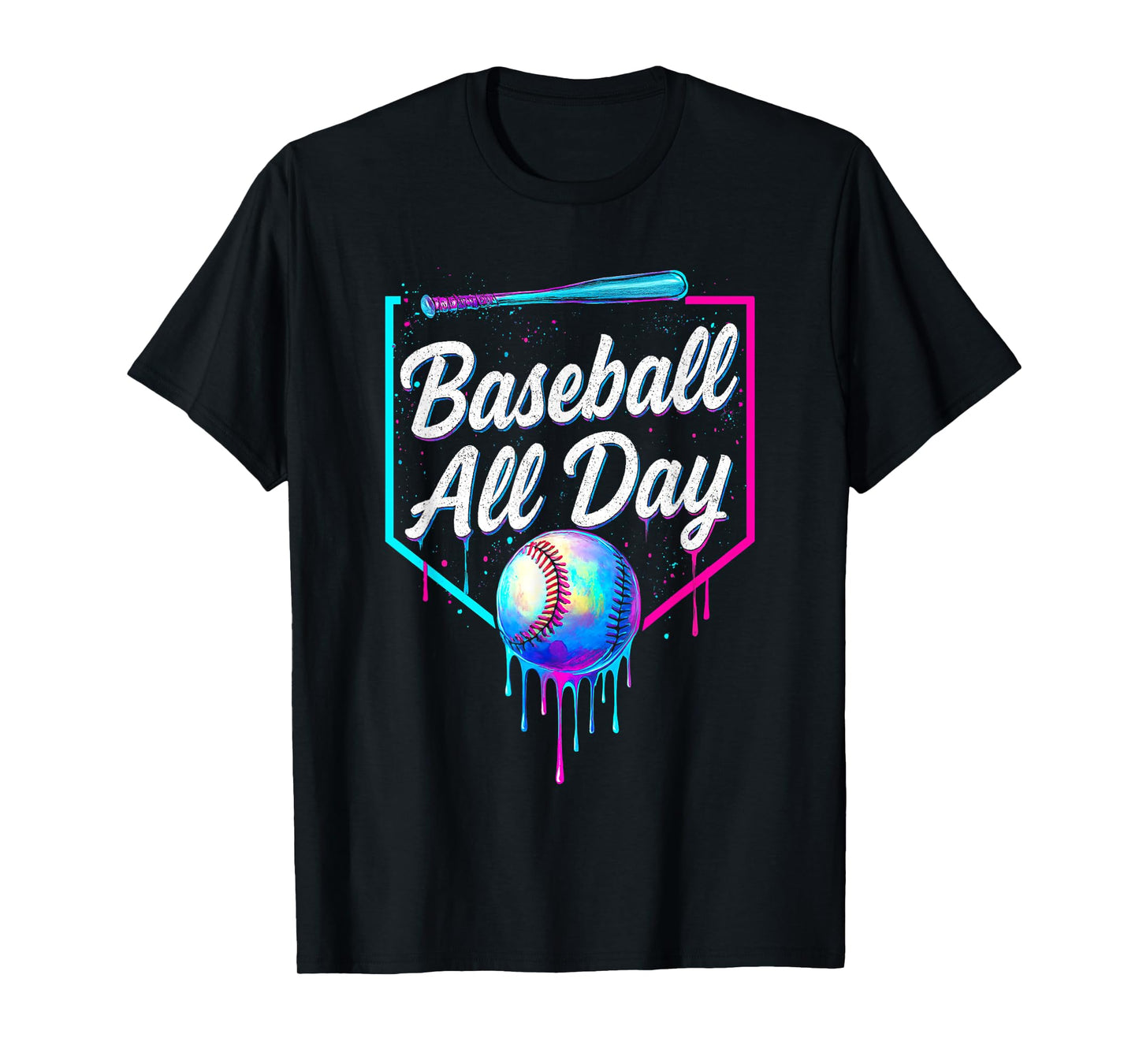Baseball All Day Drip Home Plate Ice Cream For Boys Graphic T-Shirt