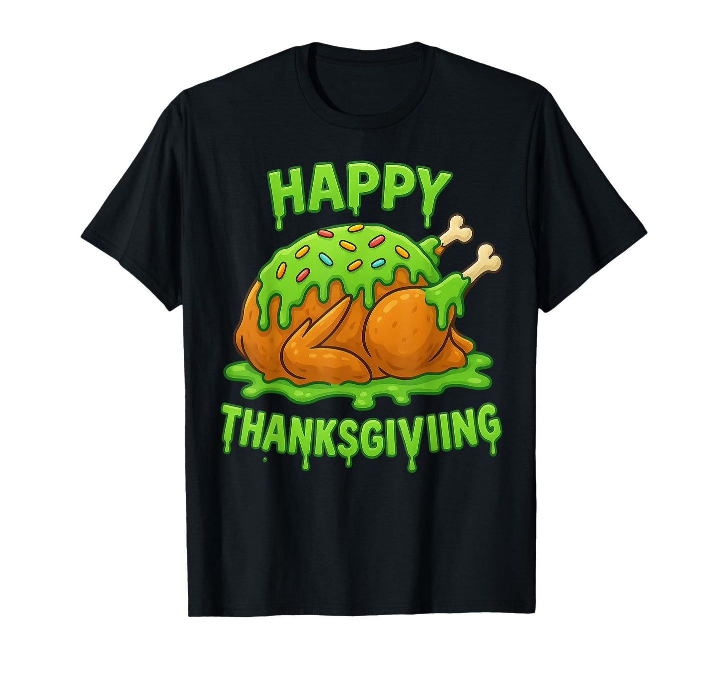 Happy Thanksgiving Drip Ice Cream Look Cool T-Shirt