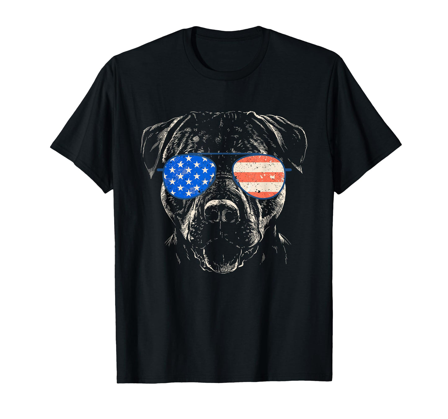 Pitbull American Flag 4th Of July Pitbull Dad Mom Dog Lover T-Shirt