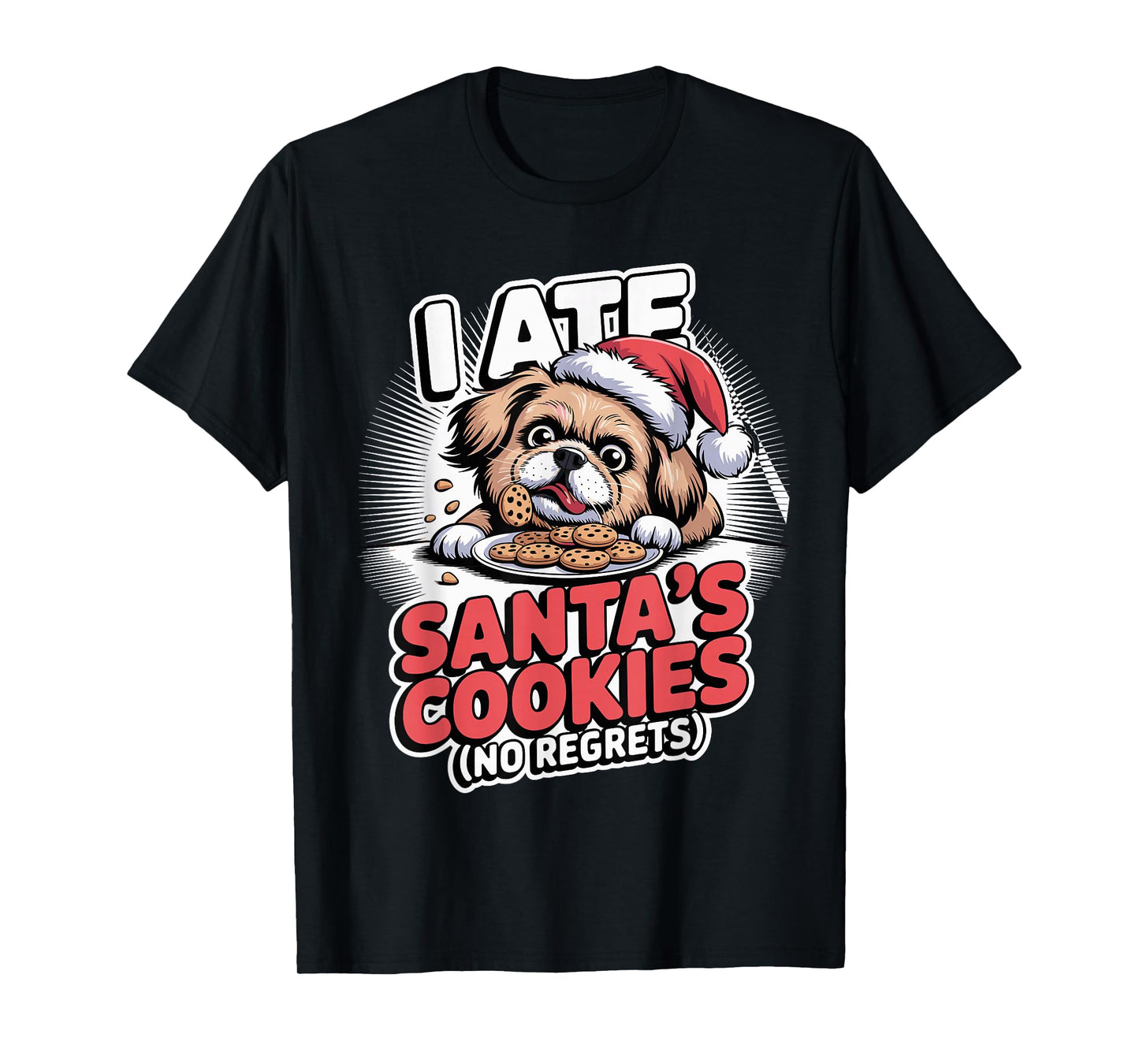 I Ate Santas Cookies Xmas Puppy Funny Christmas Pekingese T-Shirt