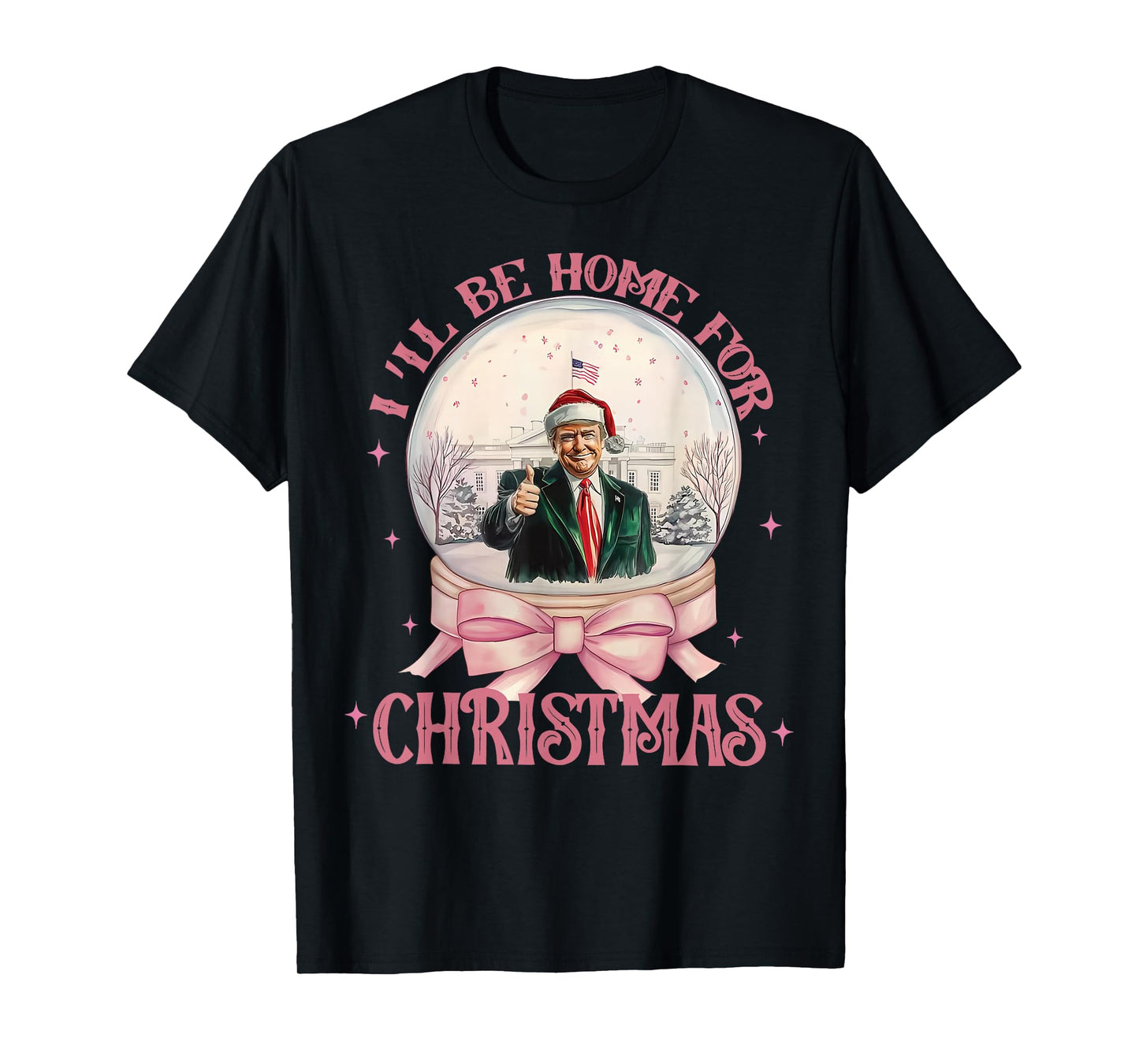 Funny Trump 2025 I'll Be Home Christmas Santa Xmas Pajamas T-Shirt