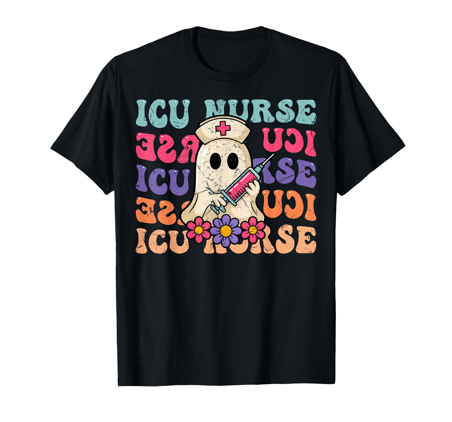 ICU Nurse Intensive Care Unit Nursing Spooky Halloween T-Shirt