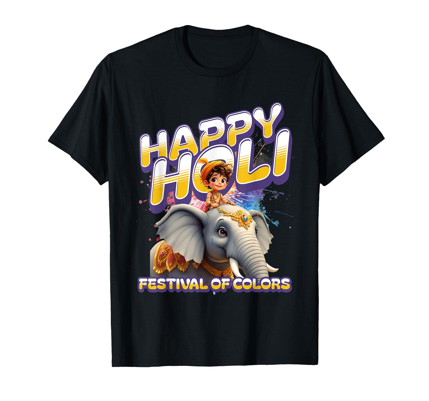 Happy Holi Elephant Festival Of Colors Hindu Spring Boys T-Shirt