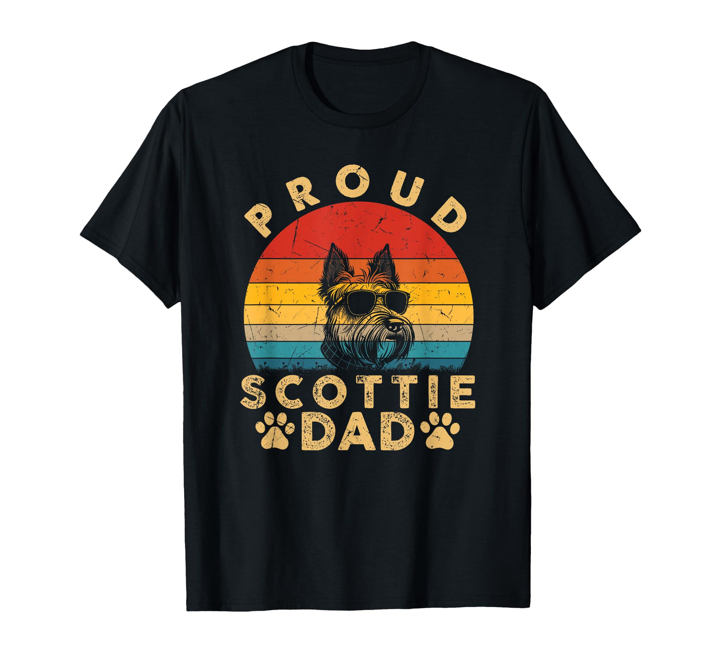 Proud Scottie Dad Gifts Funny Scottie Dog Owner Fathers Day T-Shirt