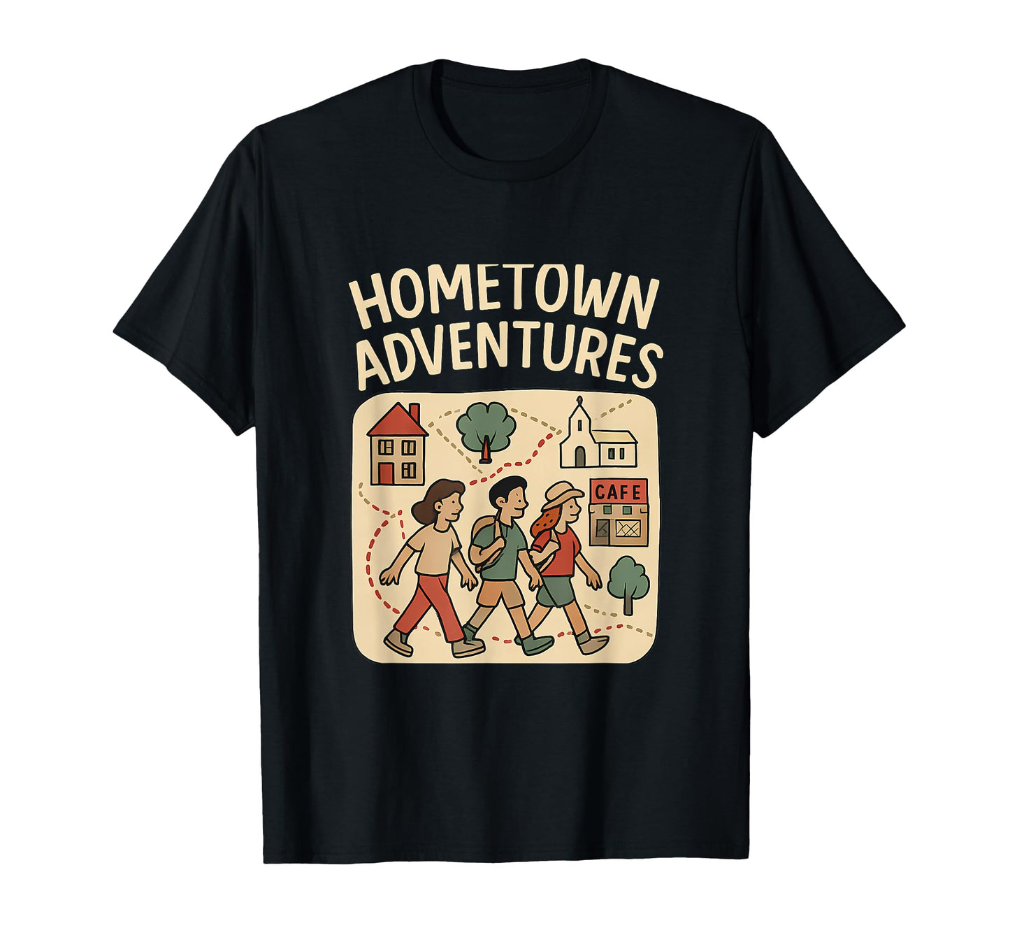 Hometown Adventures Memory Makers Cartoon Map Design T-Shirt