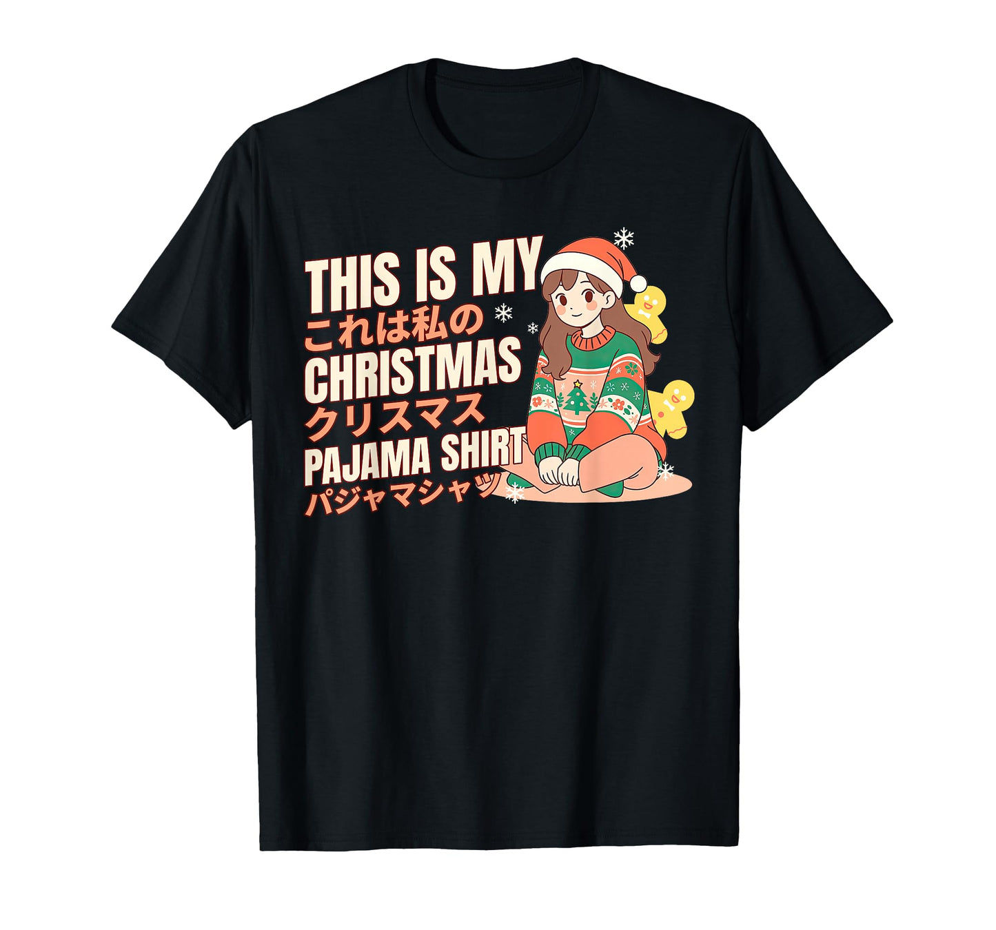 Christmas Pajama Anime Girl Japanese Manga Otaku T-Shirt