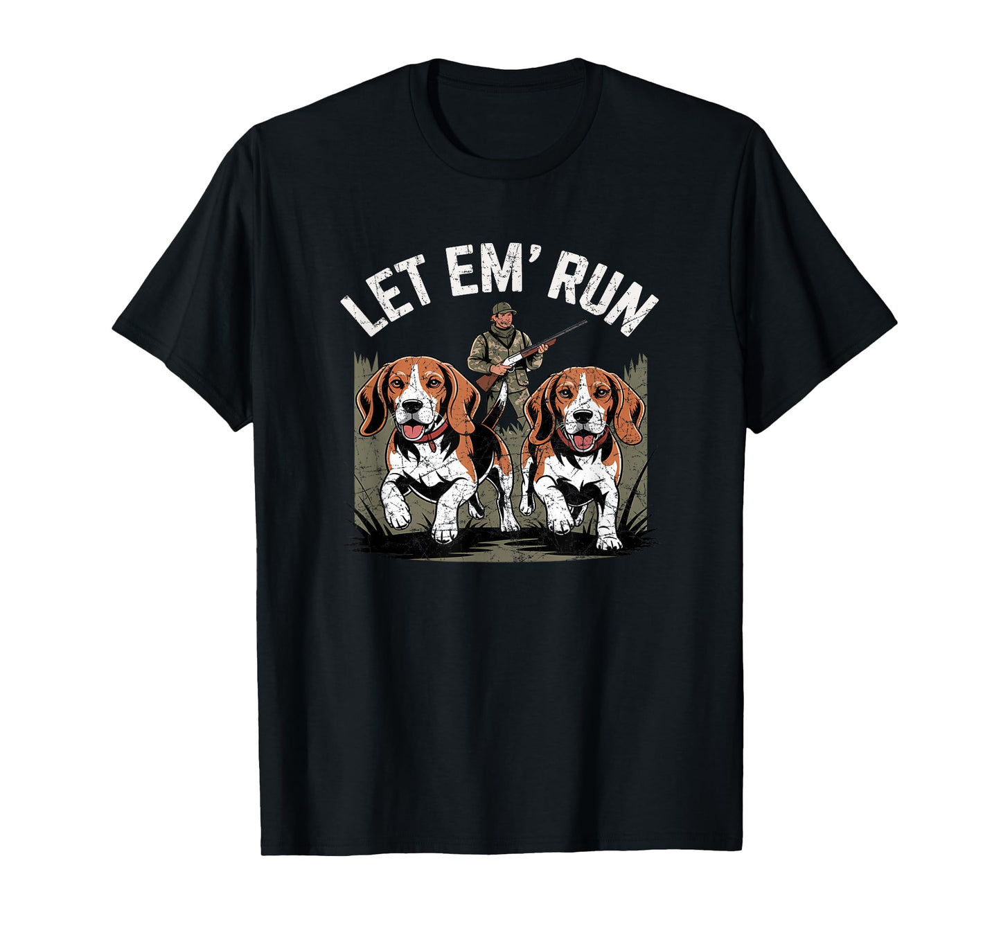 Vintage Beagle Dog Let Em' Run Rabbit Hunting T-Shirt