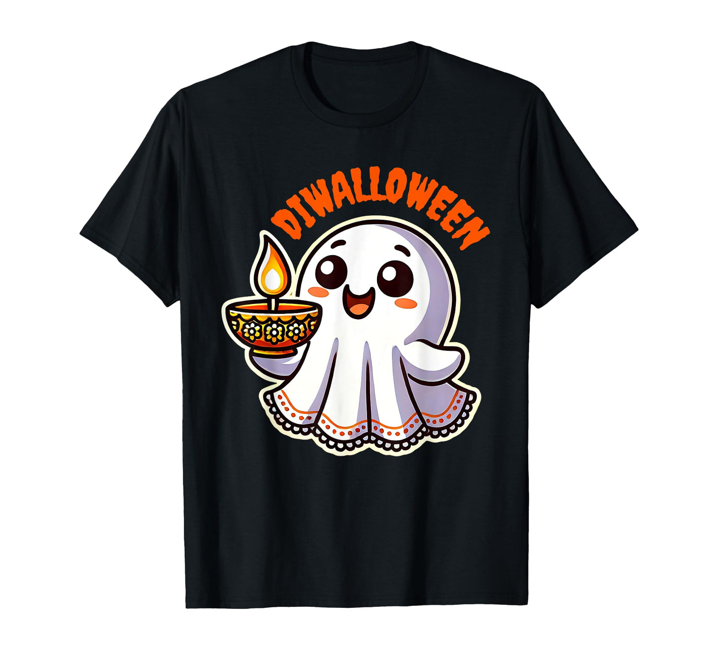Fun Boo Ghost Lantern Diwali Deepavali Halloween Diwalloween T-Shirt
