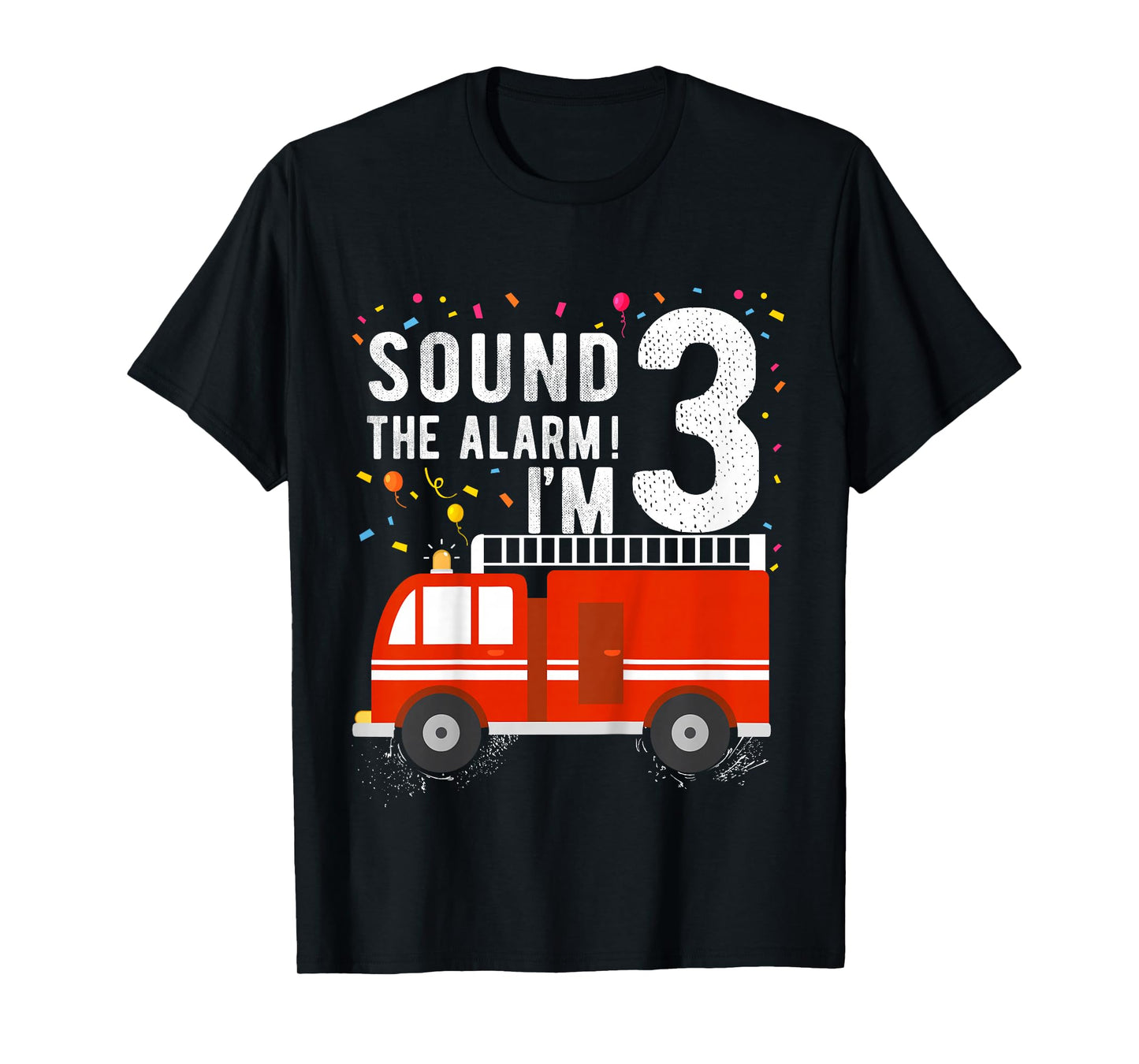 Fire Truck 3rd Birthday Boy 3 Year Old Firefighter T-Shirt