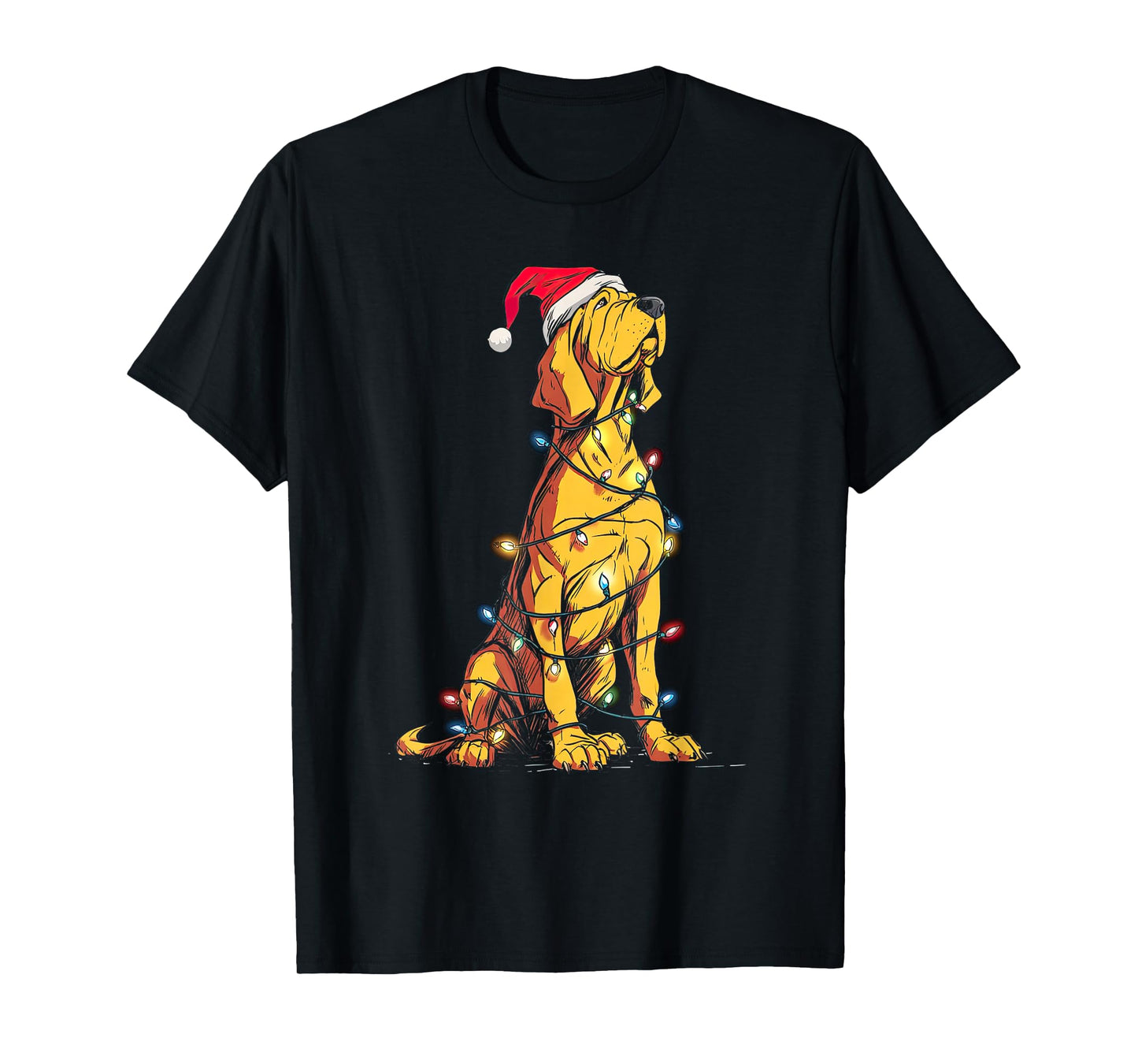 Funny Bloodhound Christmas Graphics Dog Lights Love Owner T-Shirt