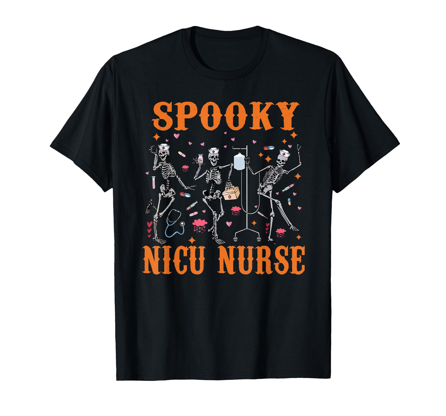 Nursing Spooky NICU Nurse Funny Dancing Skeleton Halloween T-Shirt