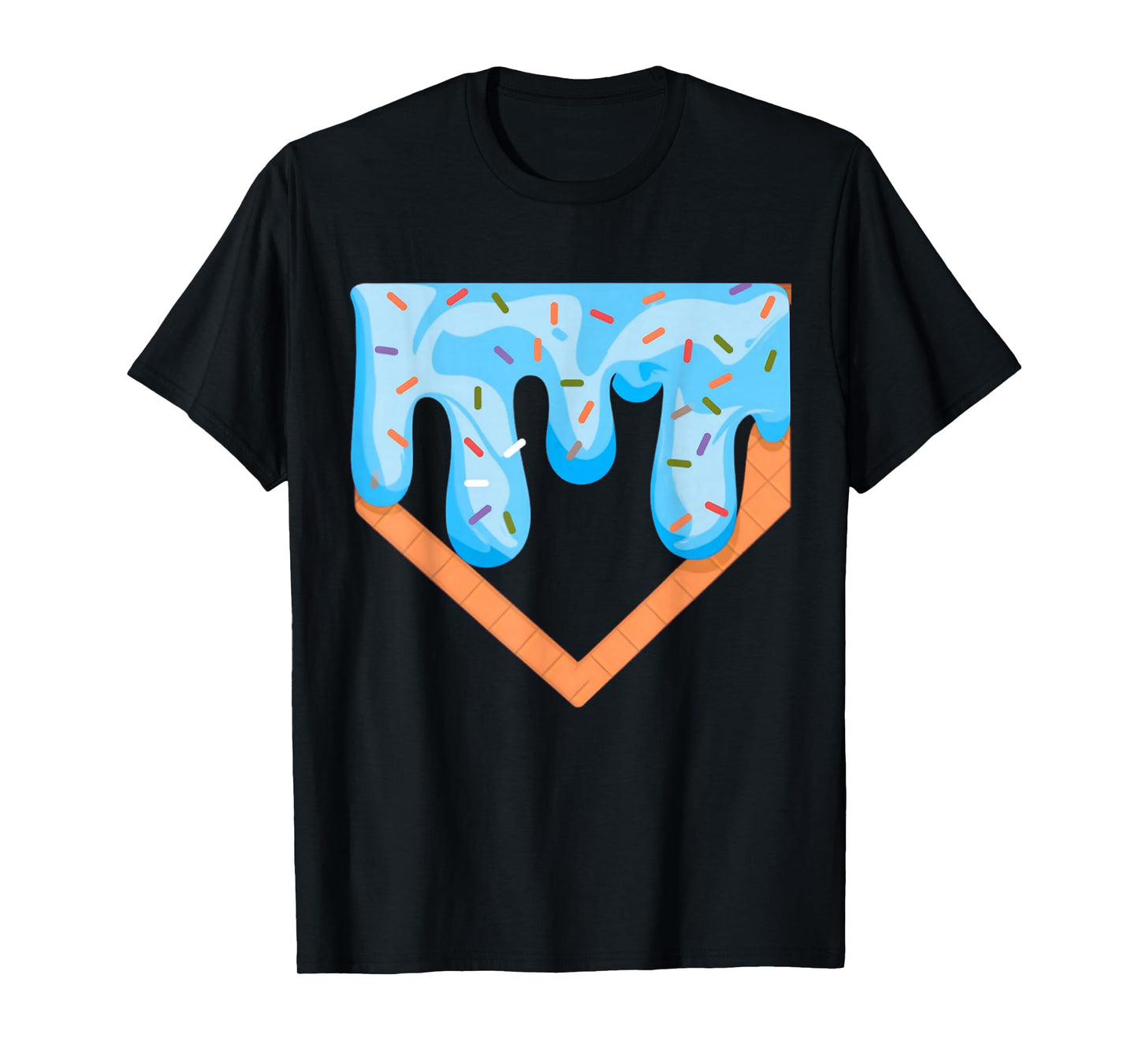 Baseball Ice Cream Dripping Baseball Home Plate Drip Funny T-Shirt