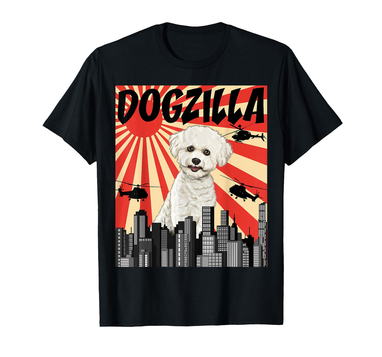 Funny Retro Japanese Dogzilla Bichons Frise T-Shirt