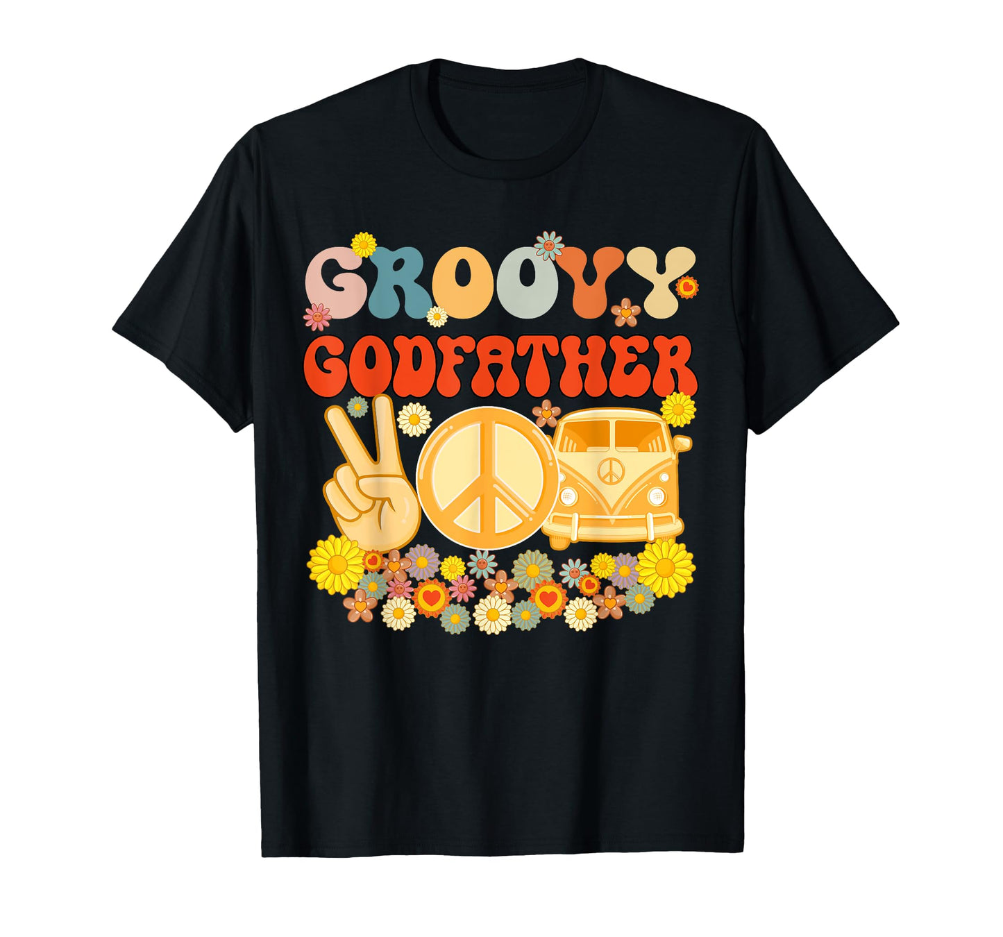 Groovy Godfather Retro Matching Family Baby Shower Father's T-Shirt
