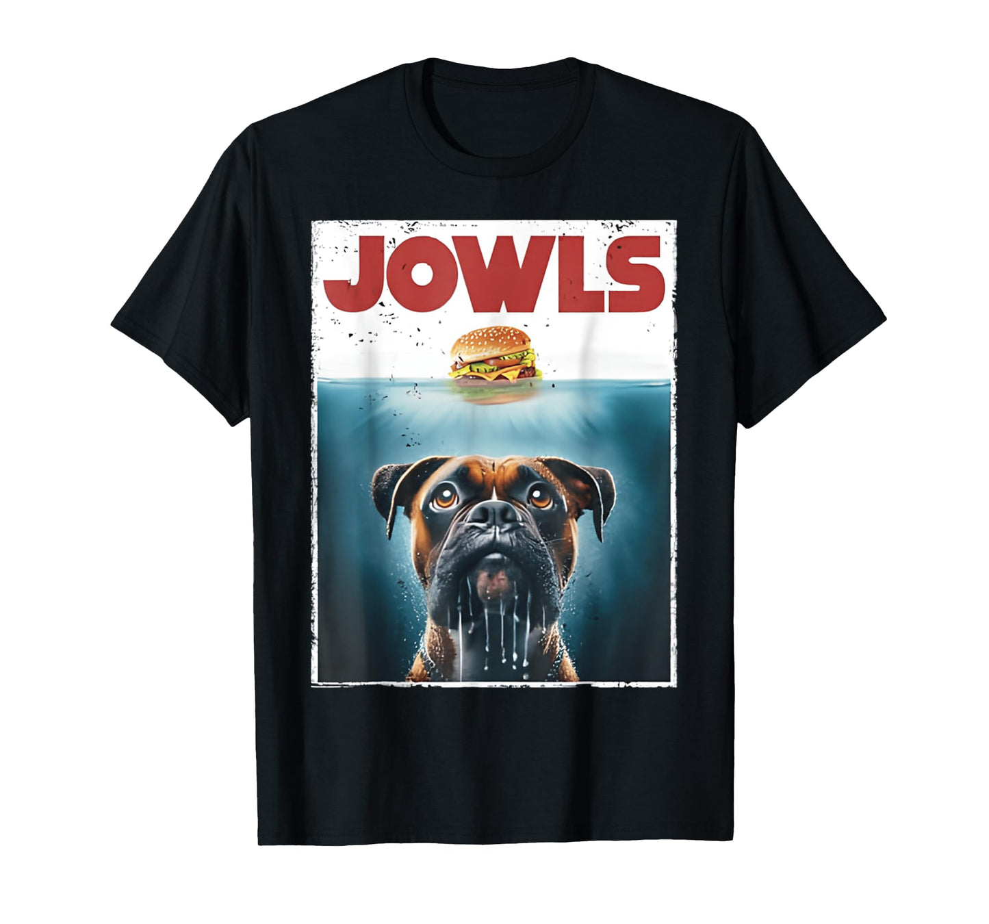 Funny Drooling Boxer, Jowls, Fawn, Dog Mom, Dog Dad, Burger T-Shirt