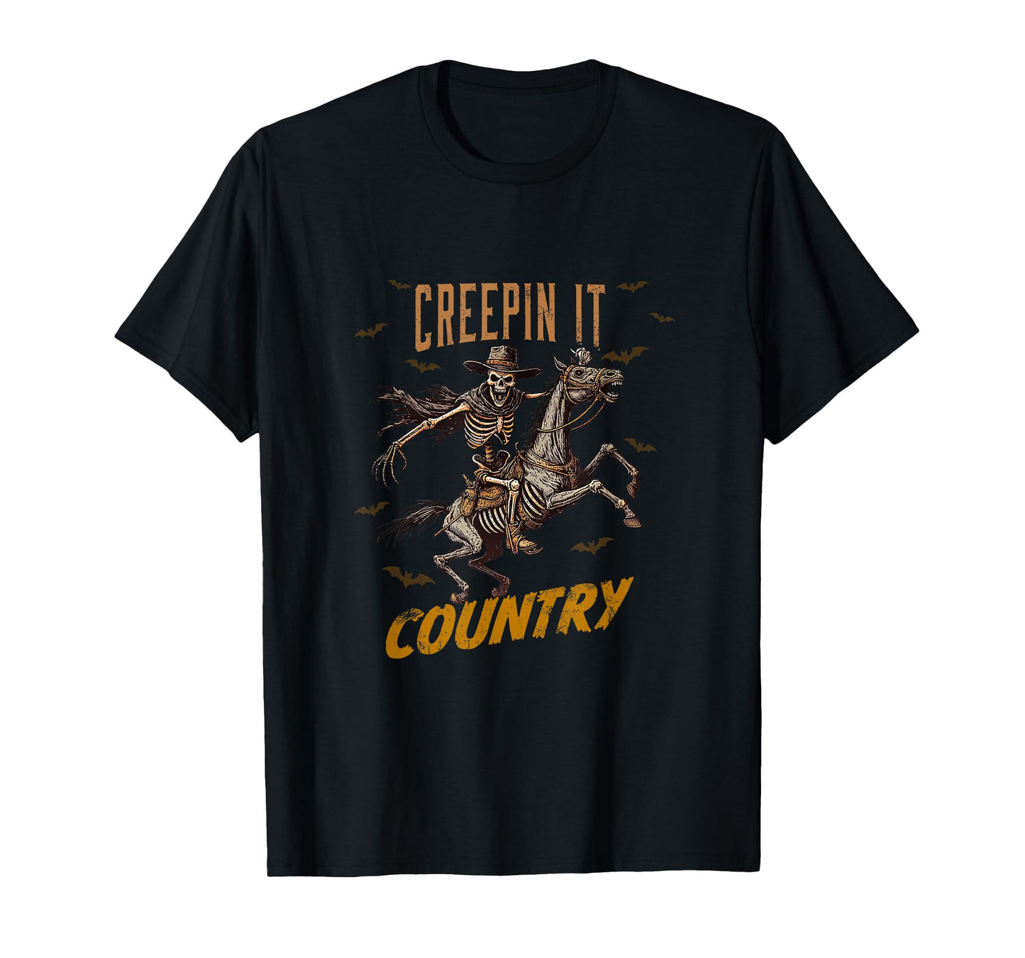 Vintage Western Funny Skeleton Halloween Creepin It Country T-Shirt
