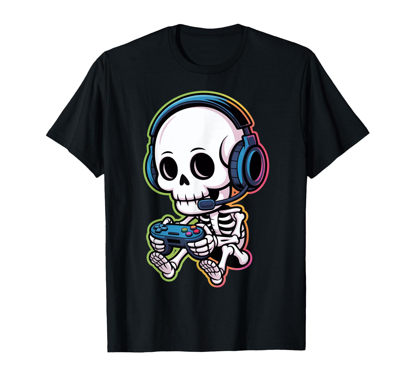 Cute Gaming Skeleton with Headset T-Shirt