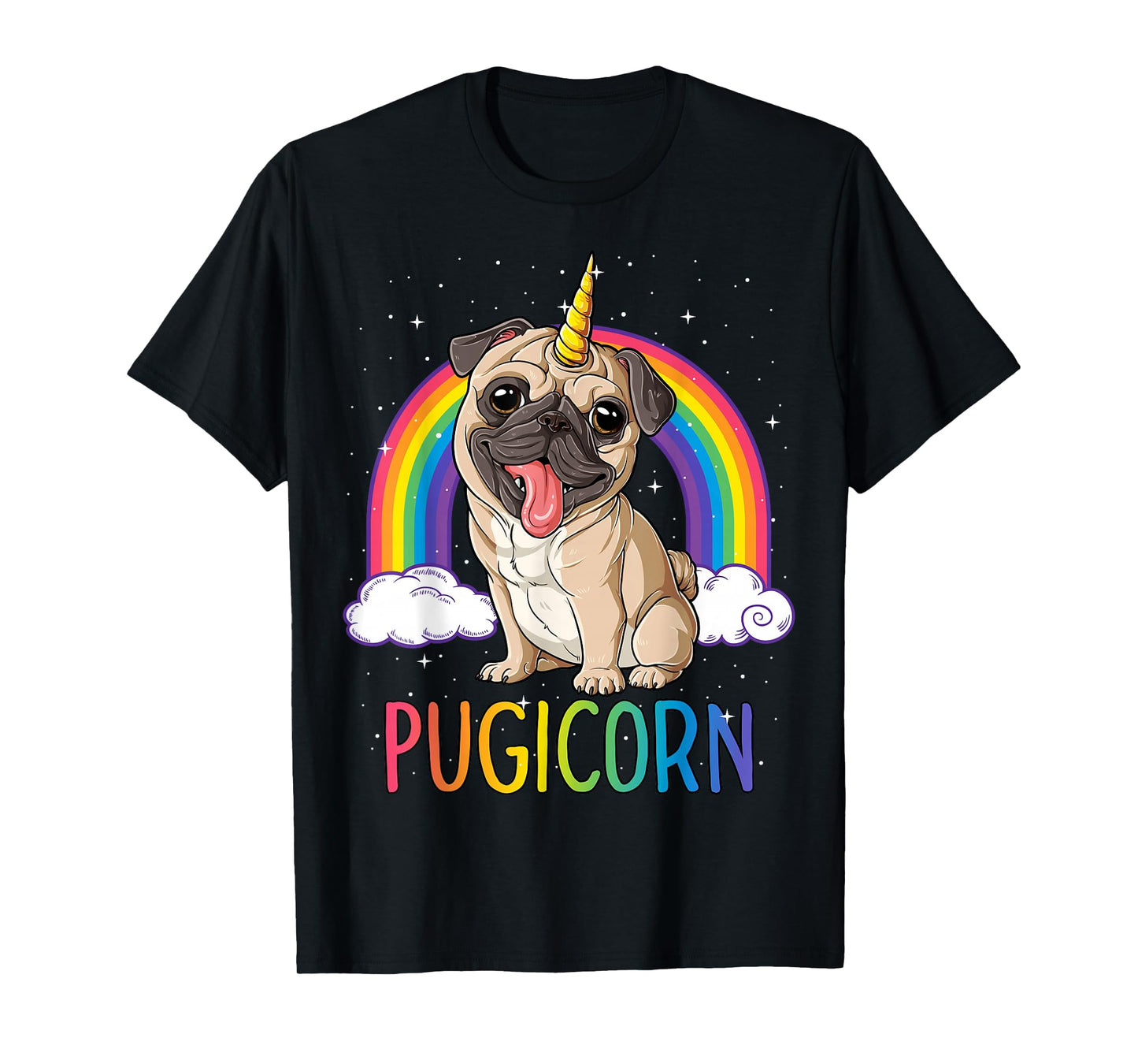 Pugicorn Pug Unicorn T Shirt Girls Kids Space Galaxy Rainbow T-Shirt