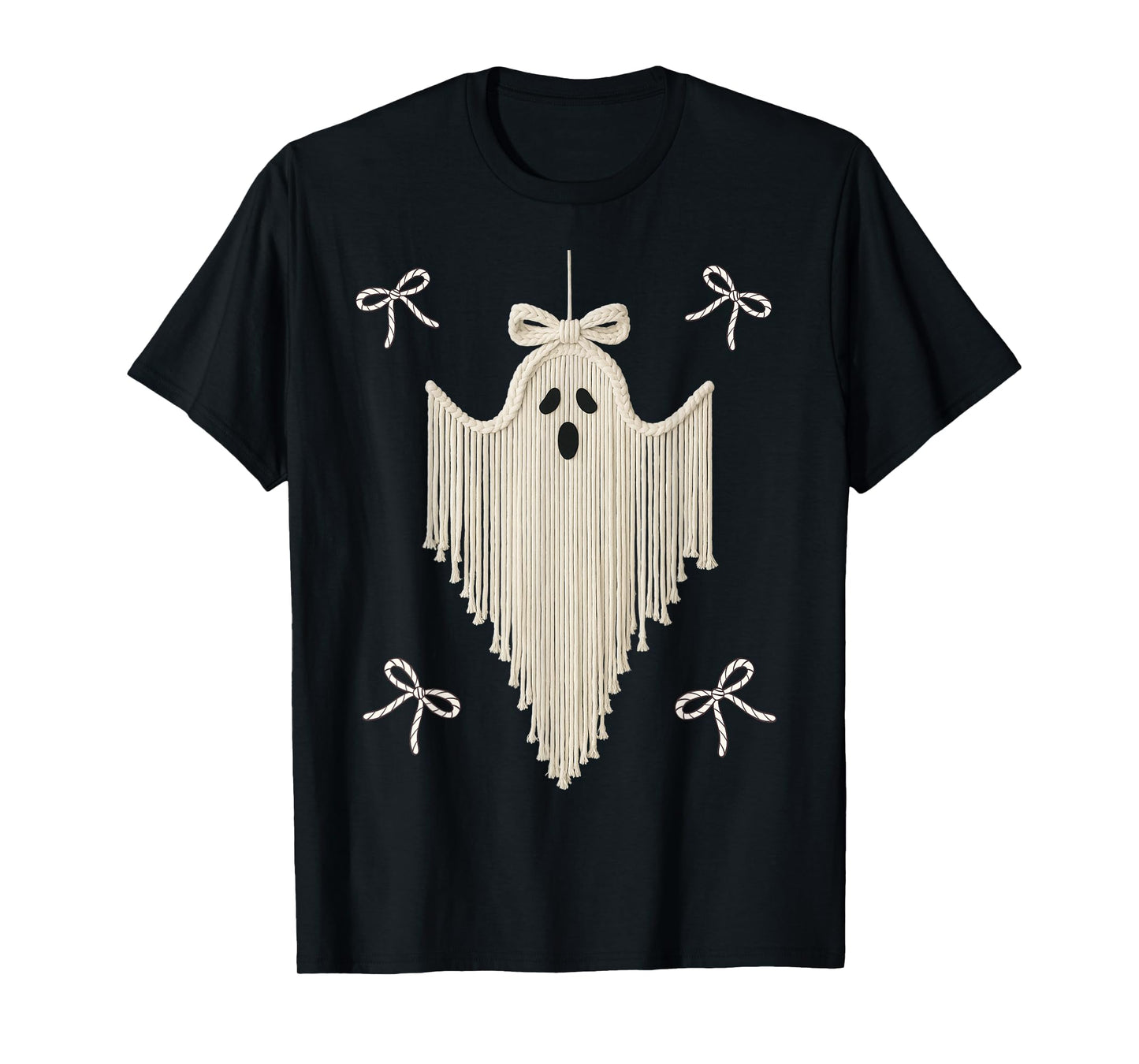 Girly Ghost Coquette Bow Cute Boat Rope Spooky Hanging Ghost T-Shirt