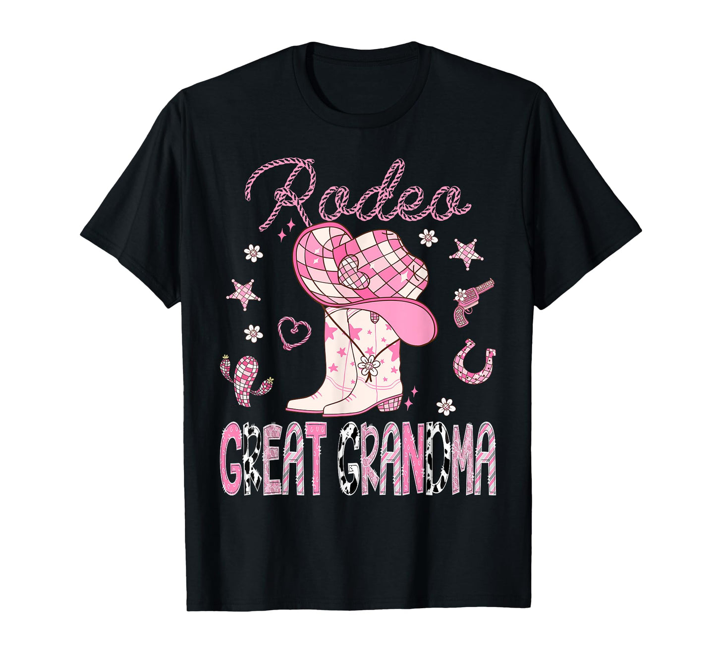 Rodeo Great Grandma Pink Boots Disco CowGirl Birthday T-Shirt