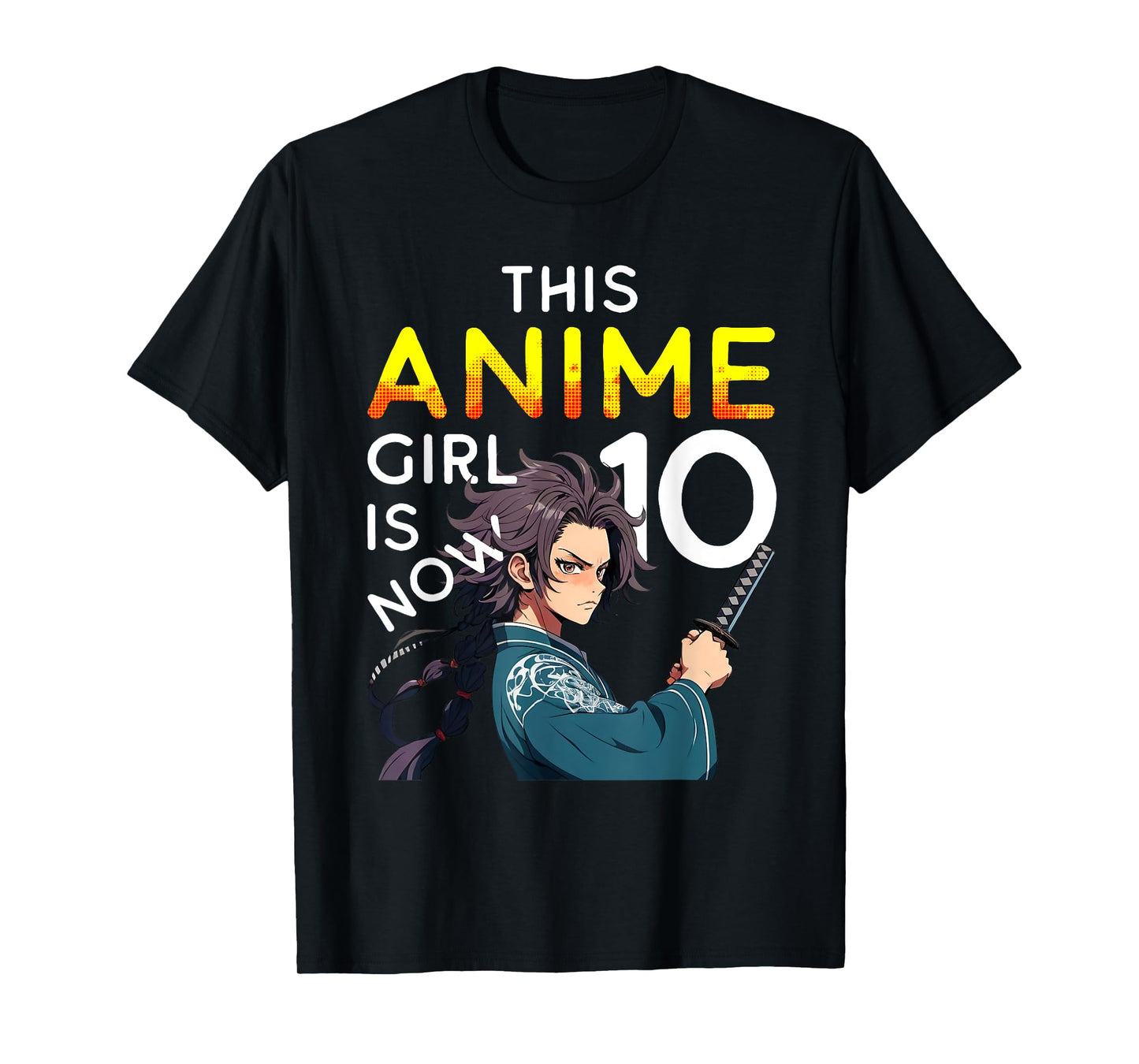 This Anime Girl Is Now 10 Years Old 10th Birthday Kawaii Kid T-Shirt