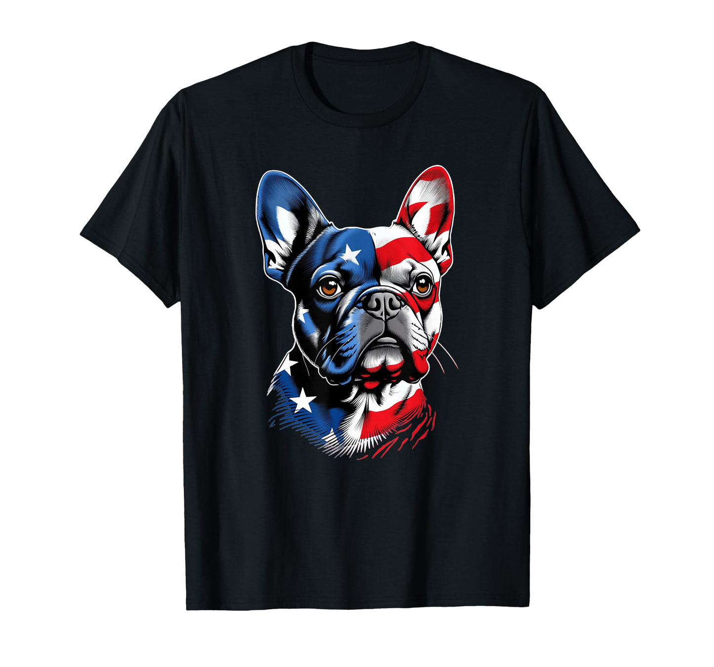 Cute French Bulldog Funny Dog USA American Flag 4th of July T-Shirt