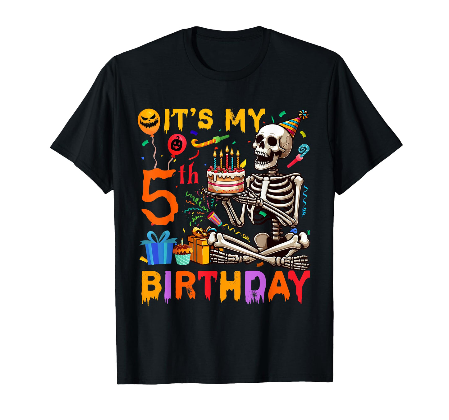 It's My 5th Birthday Halloween Skeleton Matching Party T-Shirt