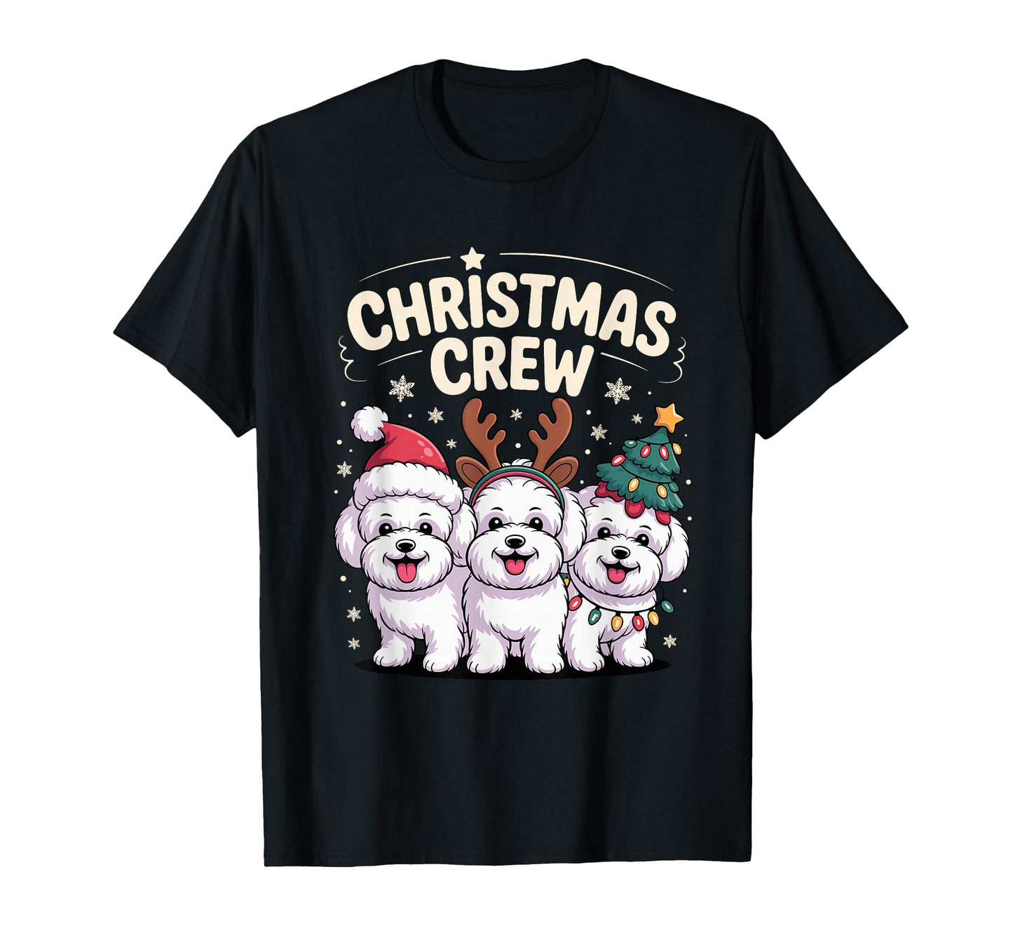 Christmas Crew Xmas Puppy Dog Funny Christmas Bichon Frise T-Shirt