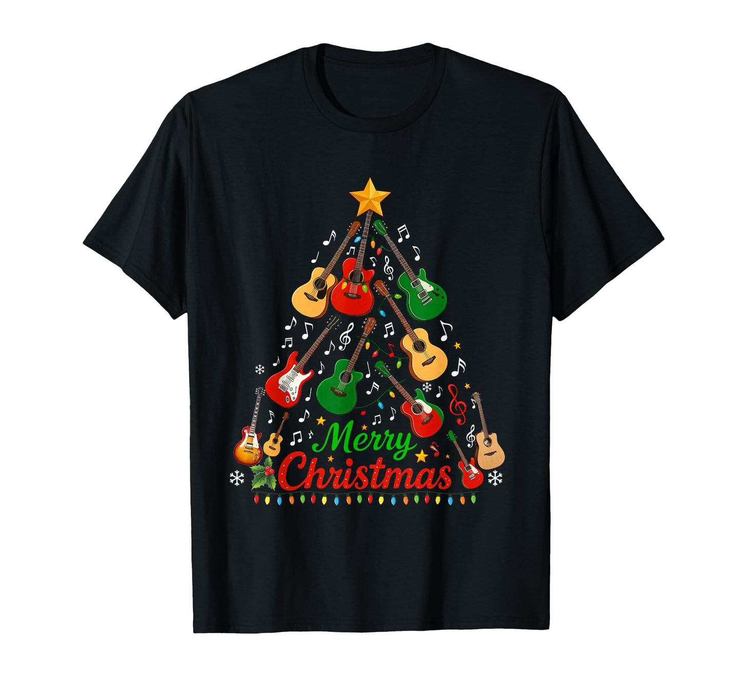Merry Christmas Guitar Tree Funny Guitarist Christmas 2025 T-Shirt