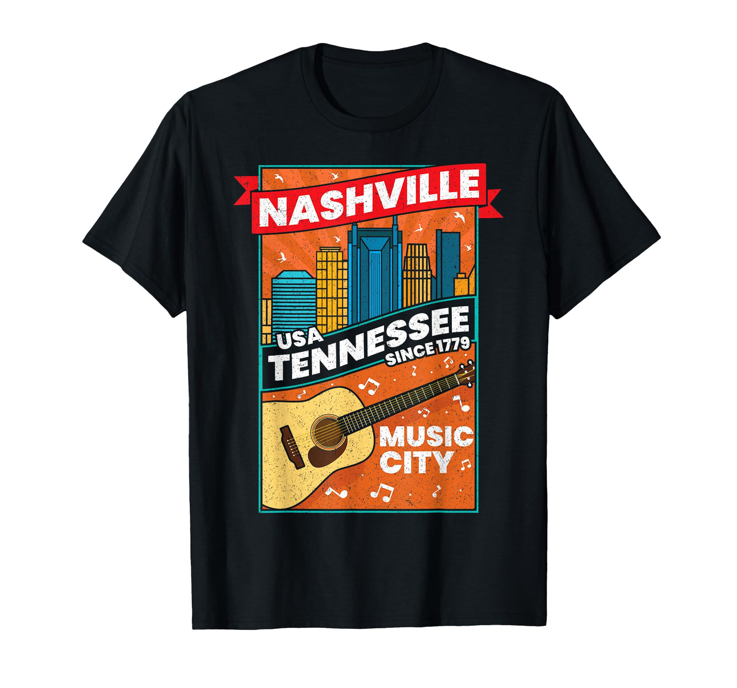 Nashville Tennessee USA Music City Guitar Musician Music T-Shirt