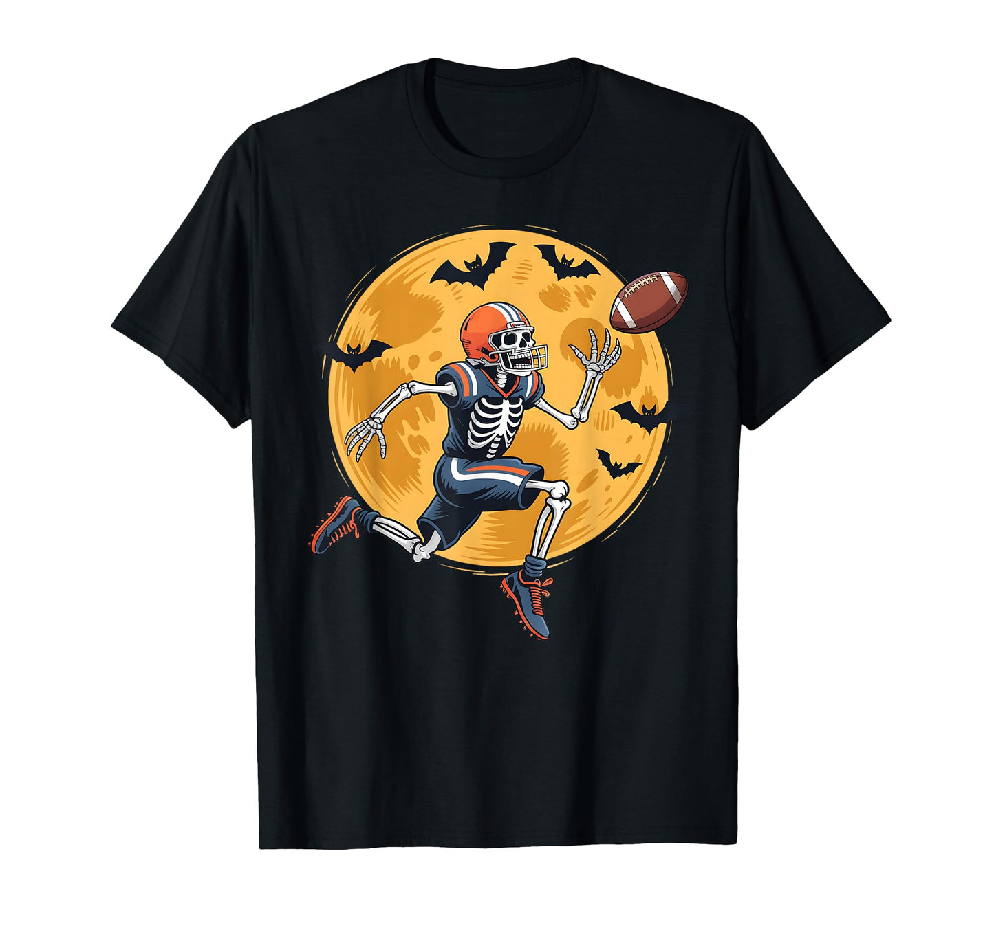 American Football Fan Skeleton Halloween Mens Boys Kid T-Shirt