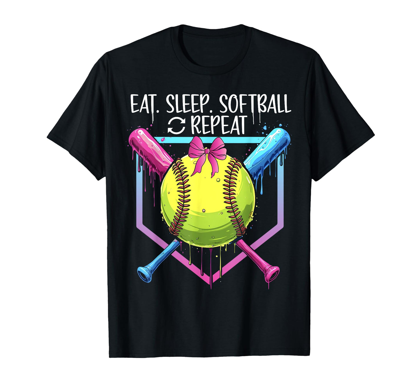 Softball Drip Eat Sleep Softball Repeat Girls Youth Game day T-Shirt