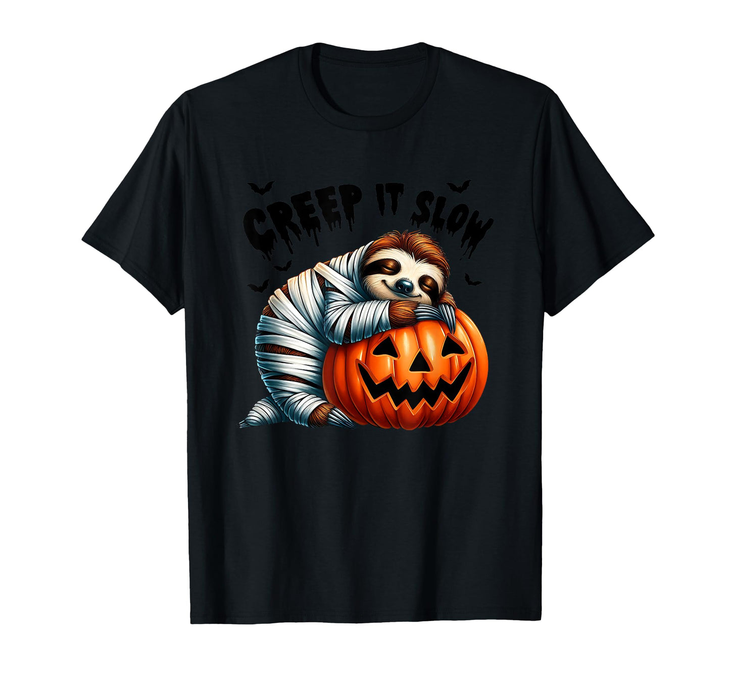 Creep It Slow Cute Sloth Mummy Jack O Lantern Halloween T-Shirt