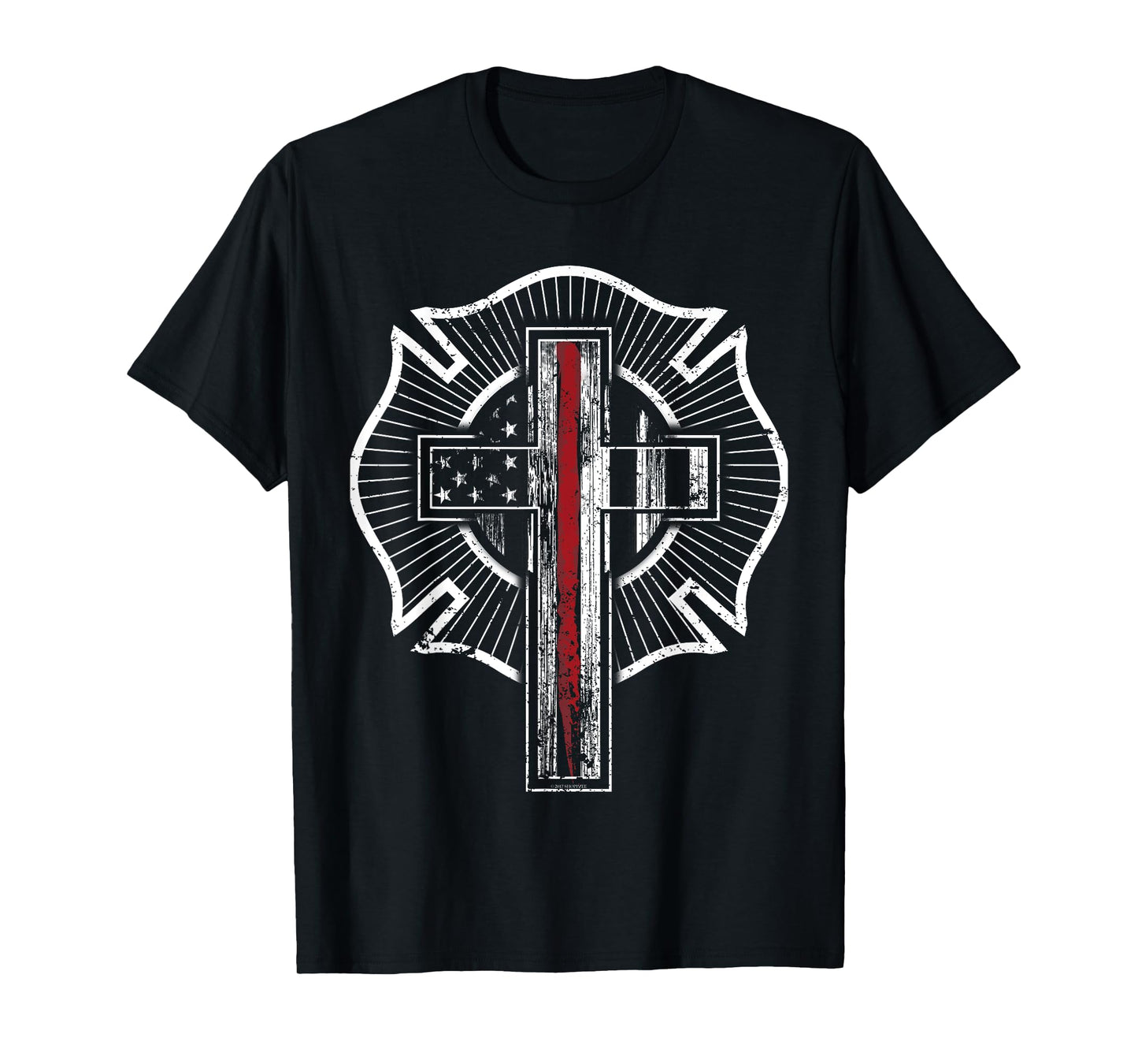Firefighter Shirt Christian Thin Red Line Maltese Cross T-Shirt