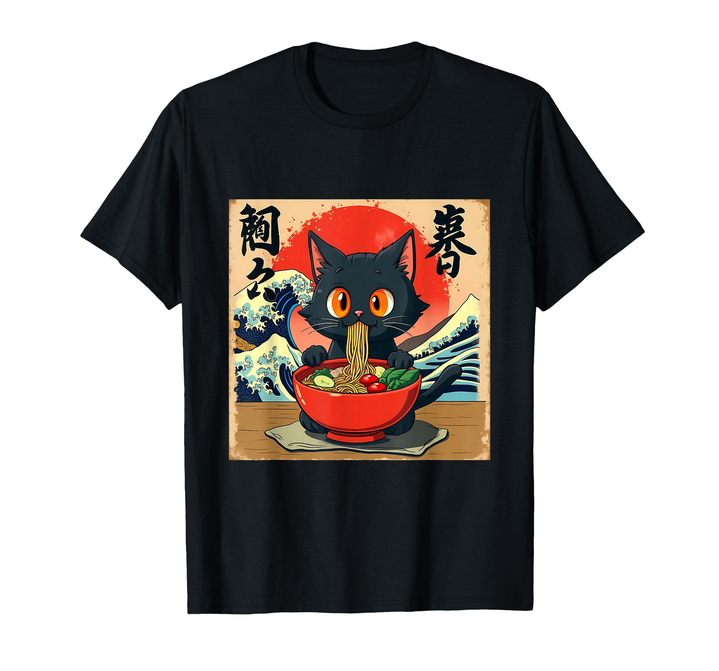 Cat Anime Kawaii Cat Ramen Japanese Funny Graphic Tees T-Shirt