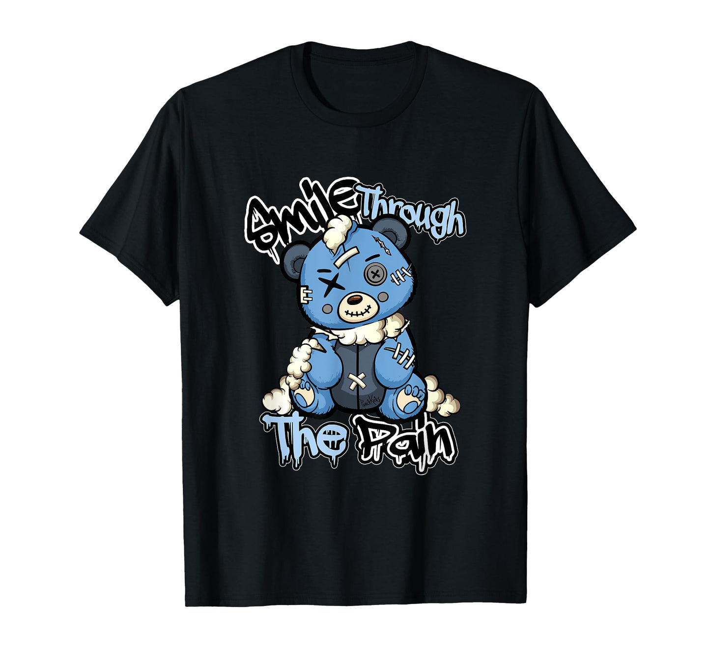 Blue Sad Teddy Bear Tee, Lofi Streetwear Aesthetic Bear T-Shirt