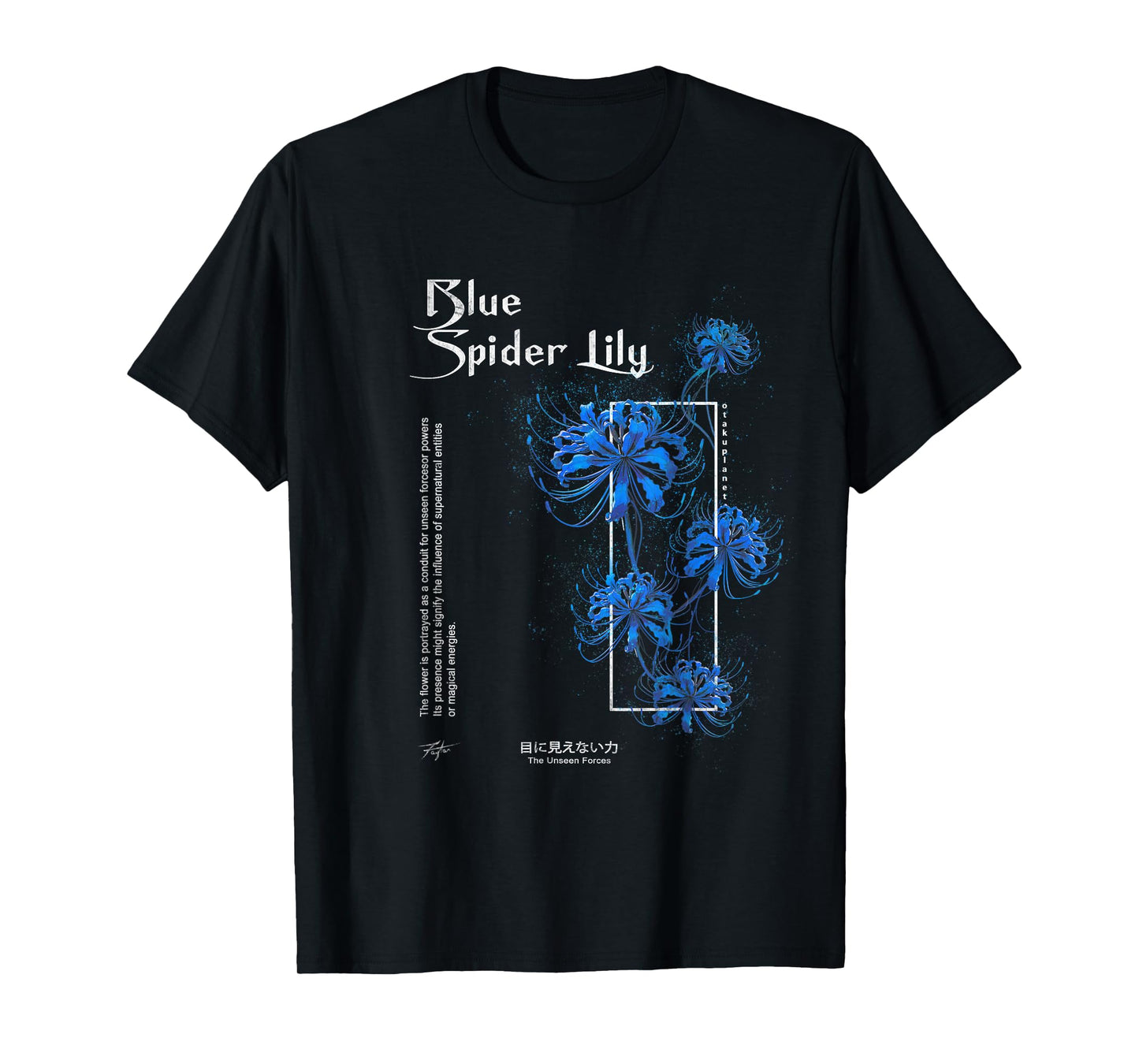Spider Lily in Japanese Blue Anime Soft Grunge Aesthetic T-Shirt
