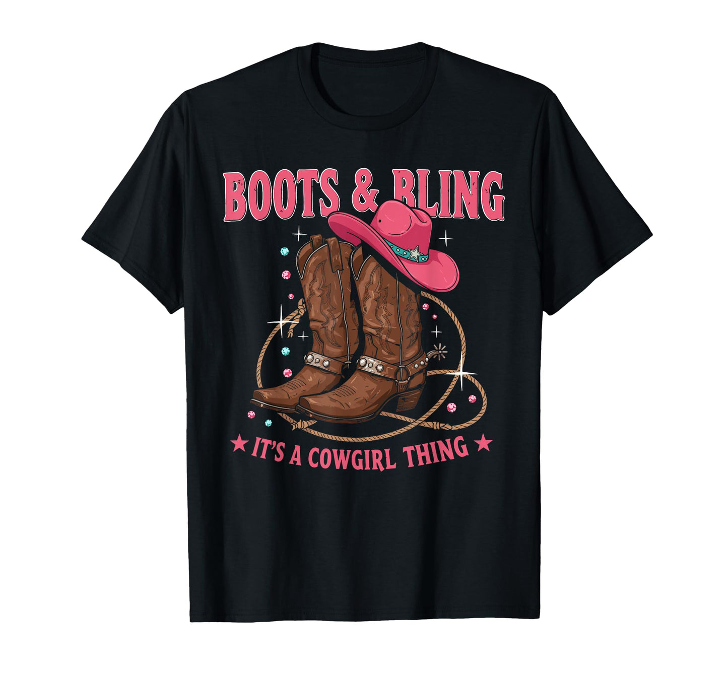 Howdy Country Rodeo Girl Western Boots & Bling its a Cowgirl T-Shirt