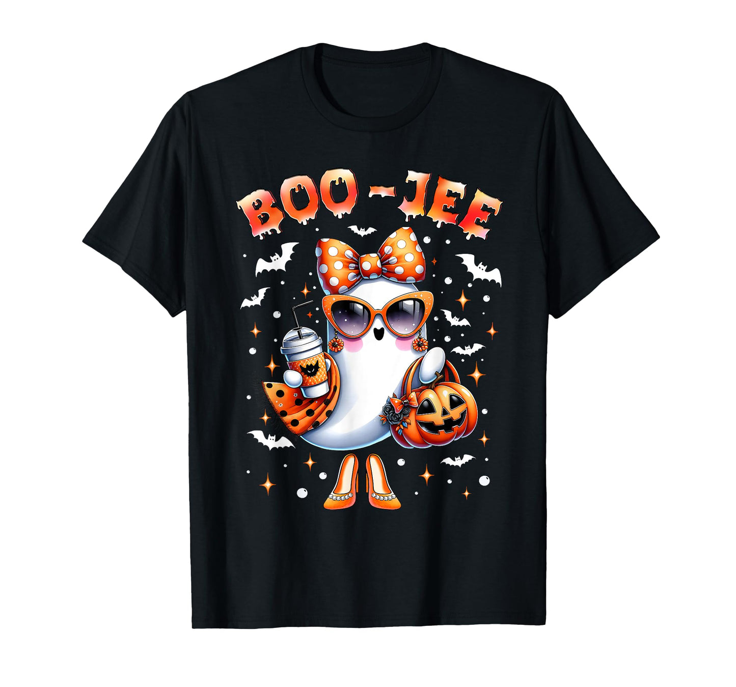 Boo-Jee Funny Ghost Coffee Jack O Lantern Happy Halloween T-Shirt