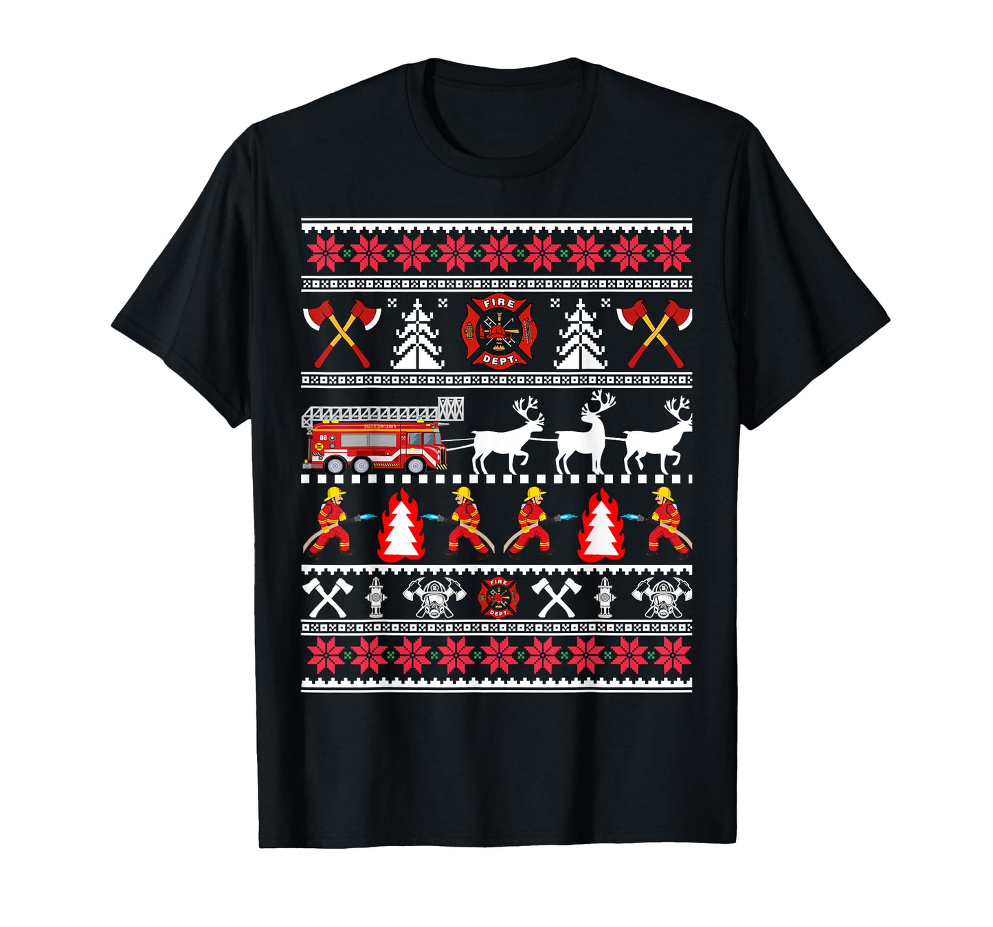 Firefighter Ugly Christmas Sweater, Fireman Fire Department T-Shirt