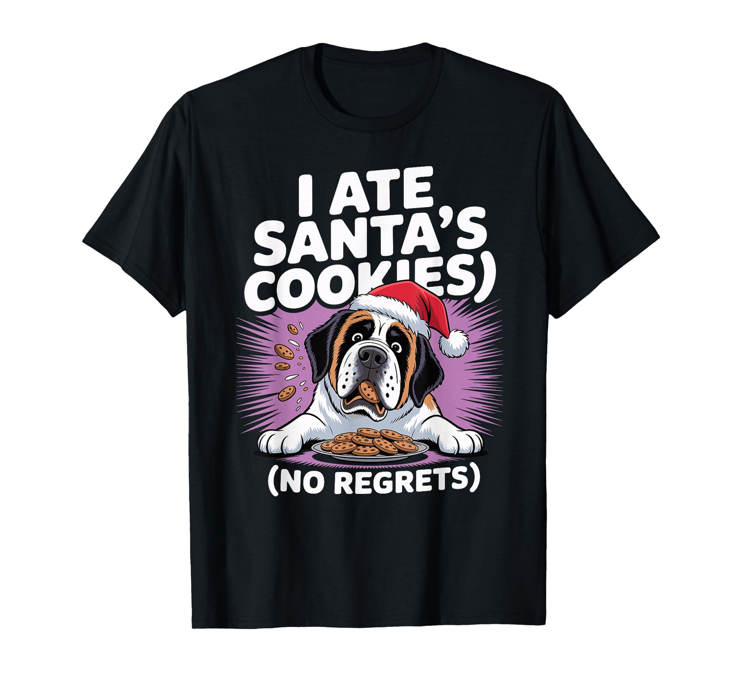 I Ate Santas Cookies Xmas Puppy Funny Christmas St Bernard T-Shirt