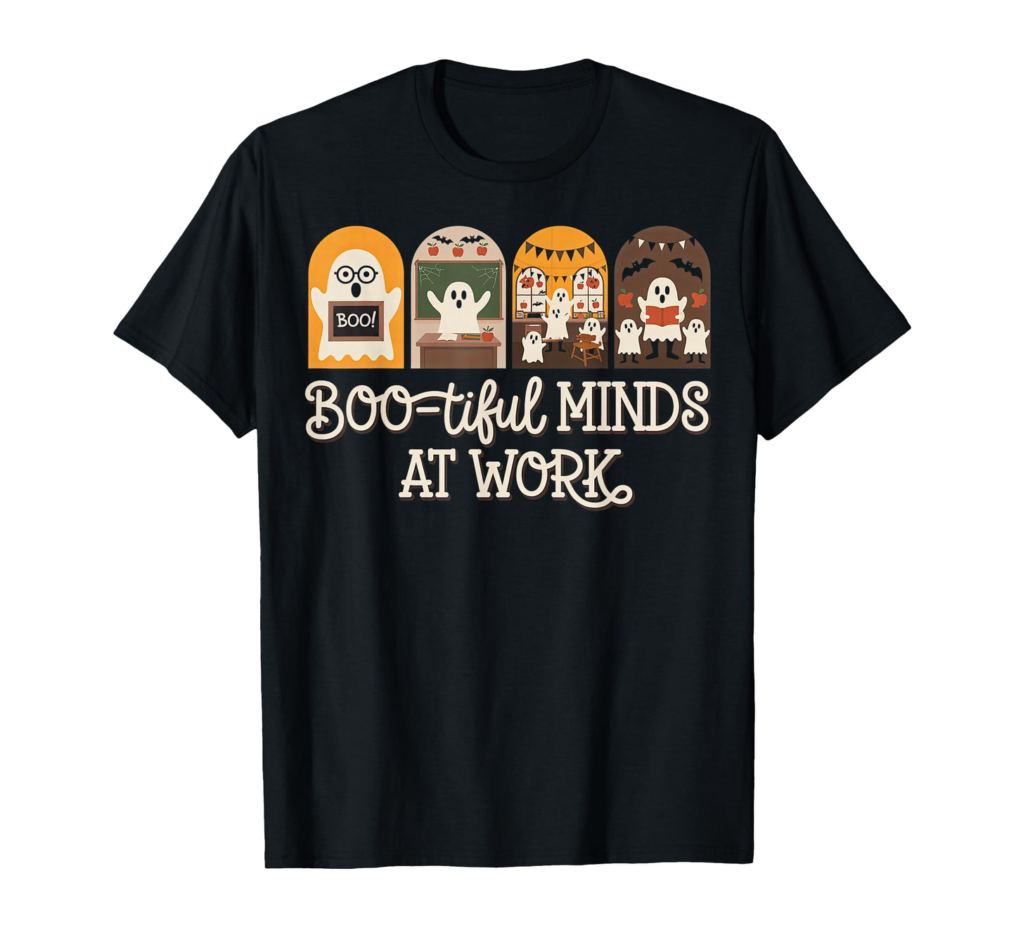 Cute Halloween Ghost Student Boo-Tiful Minds at Work T-Shirt